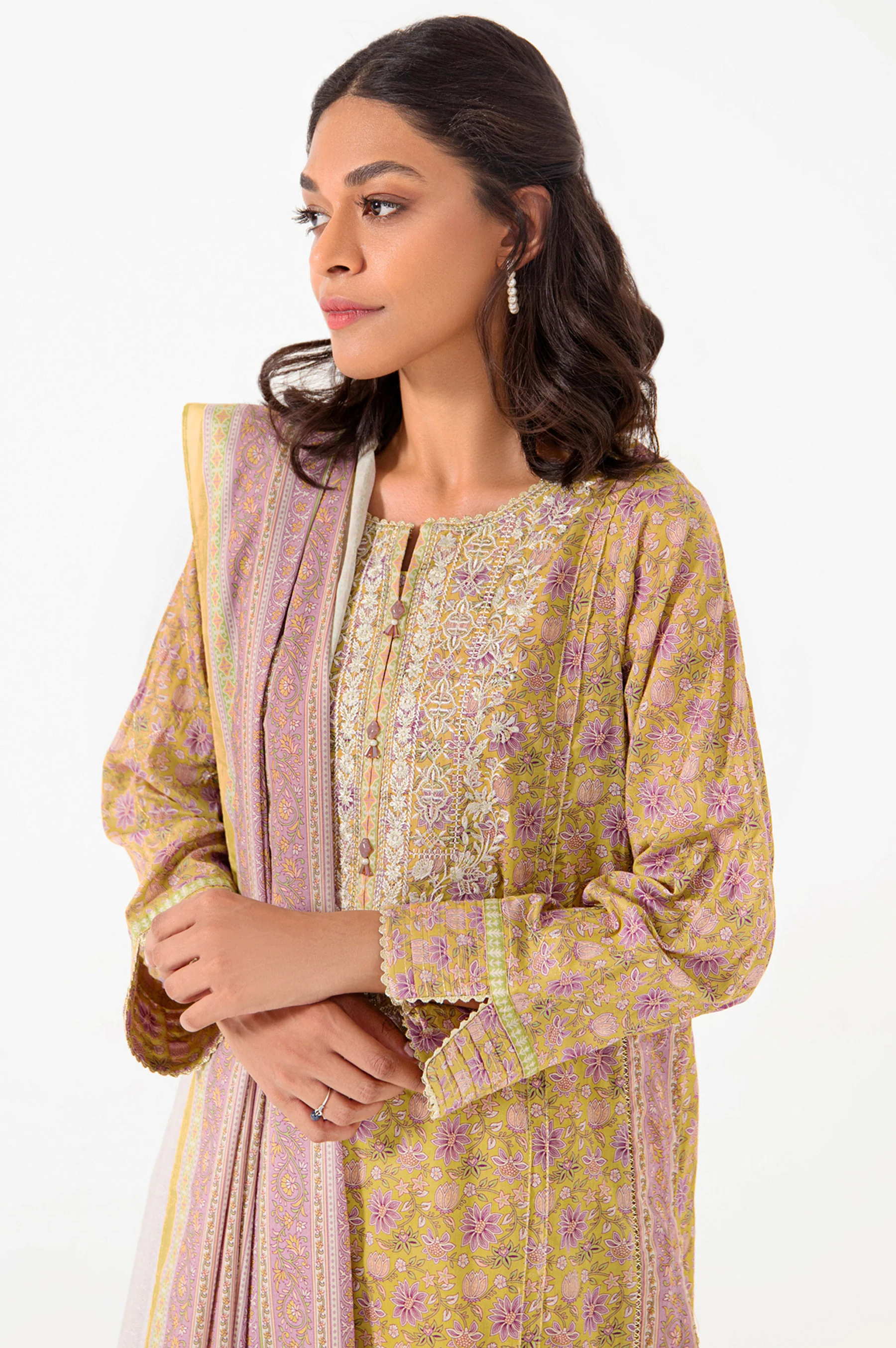 Unstitched 3 Piece Embroidered Lawn Suit