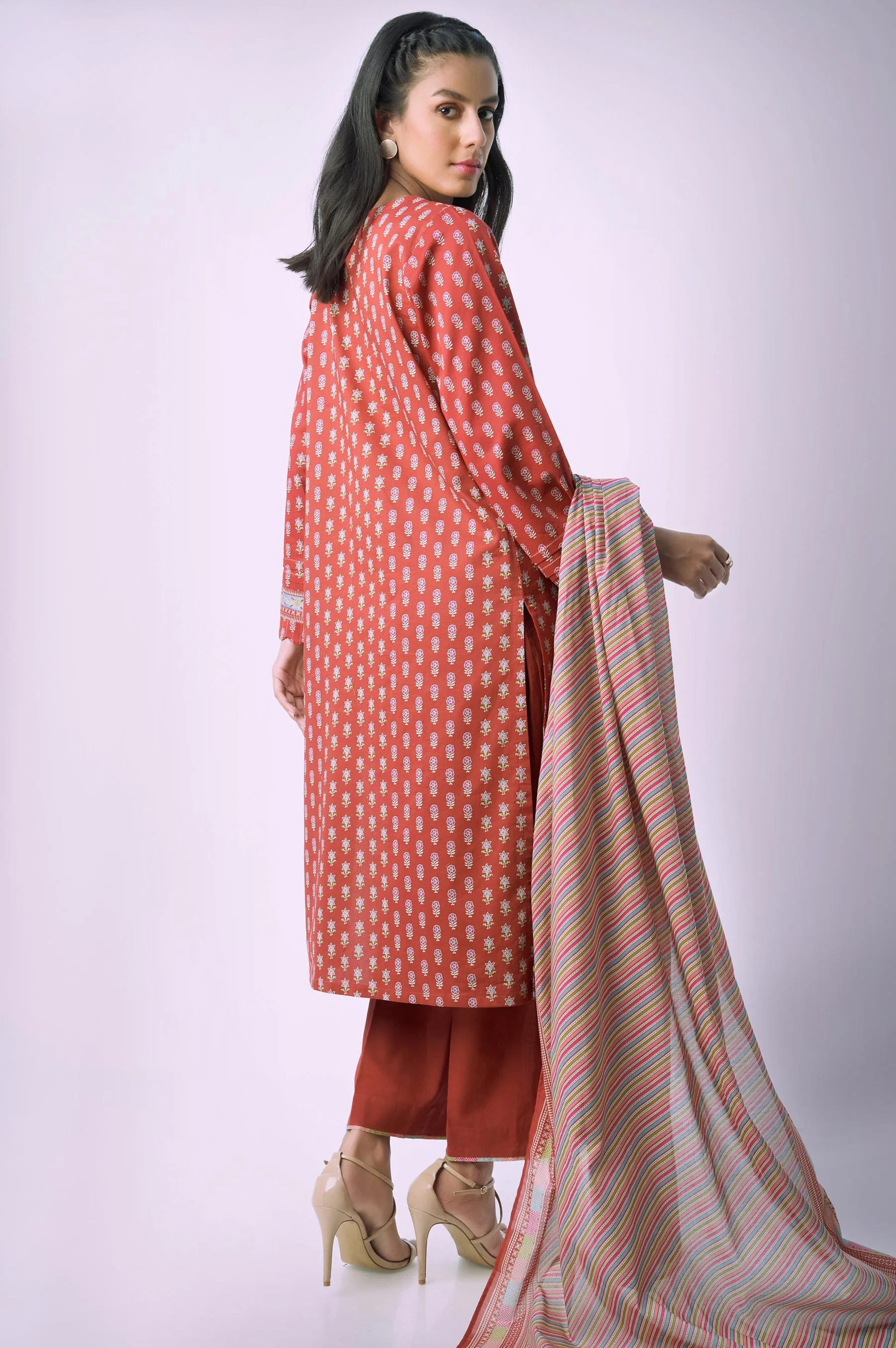 Unstitched 3 Piece Embroidered Lawn Suit - Image 4