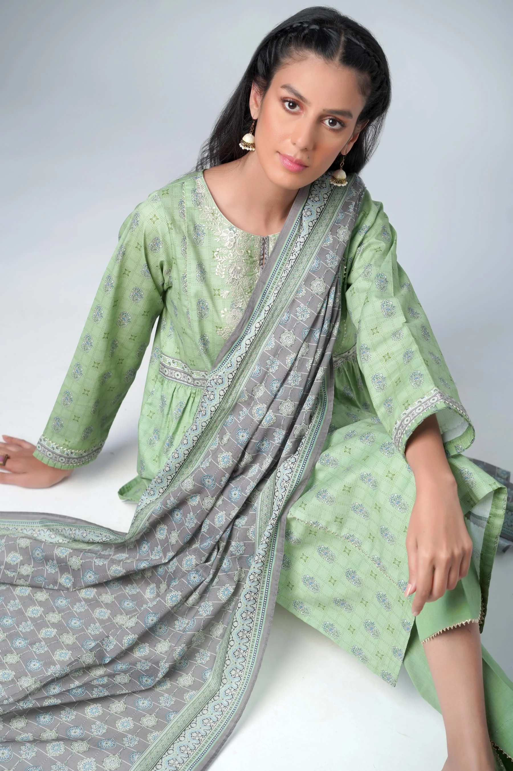 Unstitched 3 Piece Embroidered Lawn Suit