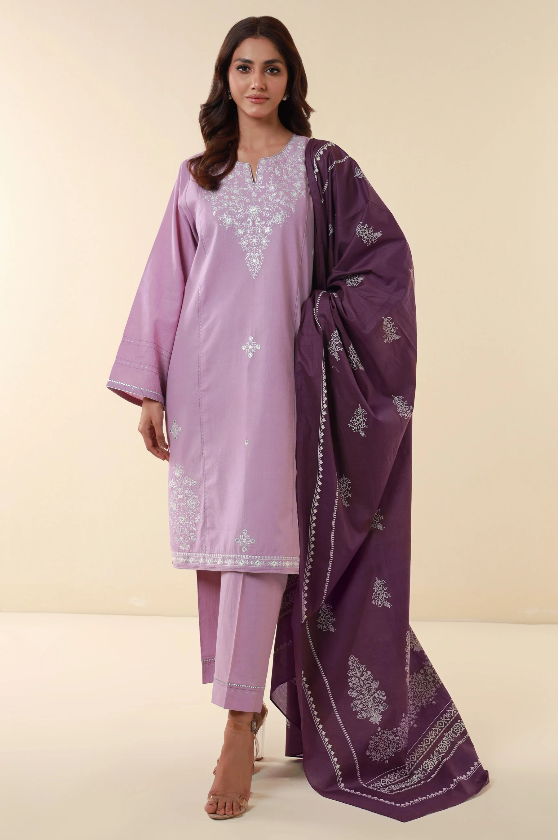 Unstitched 3 Piece Embroidered Lawn Suit - Image 2