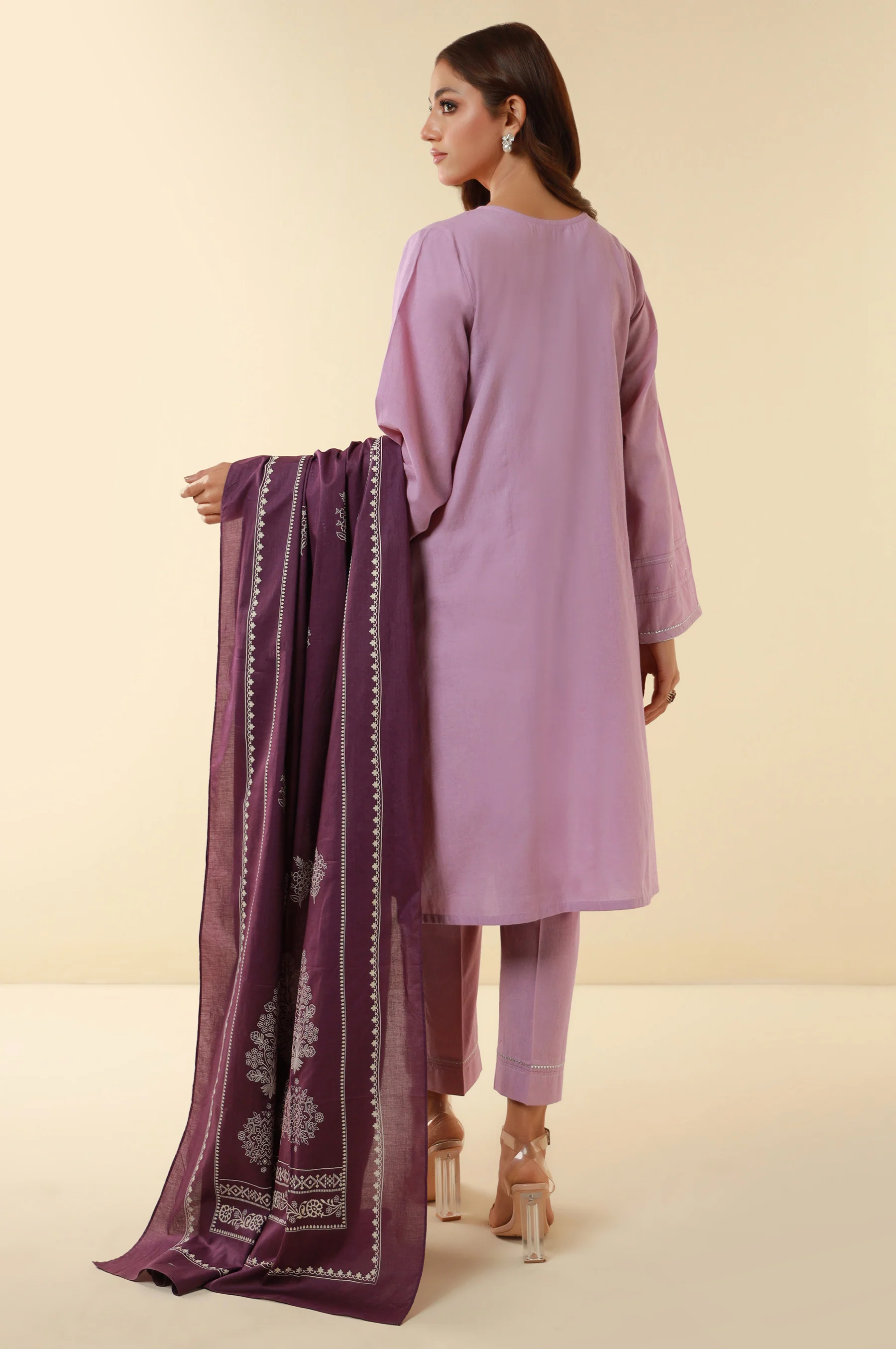 Unstitched 3 Piece Embroidered Lawn Suit - Image 3