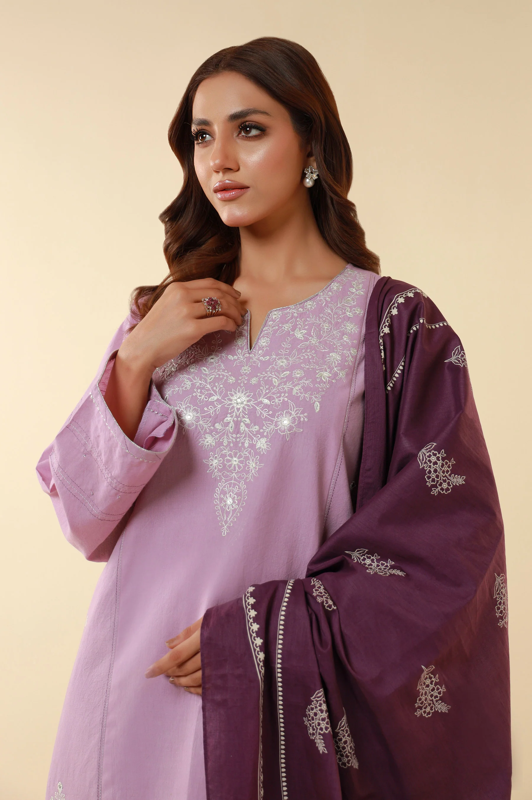 Unstitched 3 Piece Embroidered Lawn Suit - Image 7