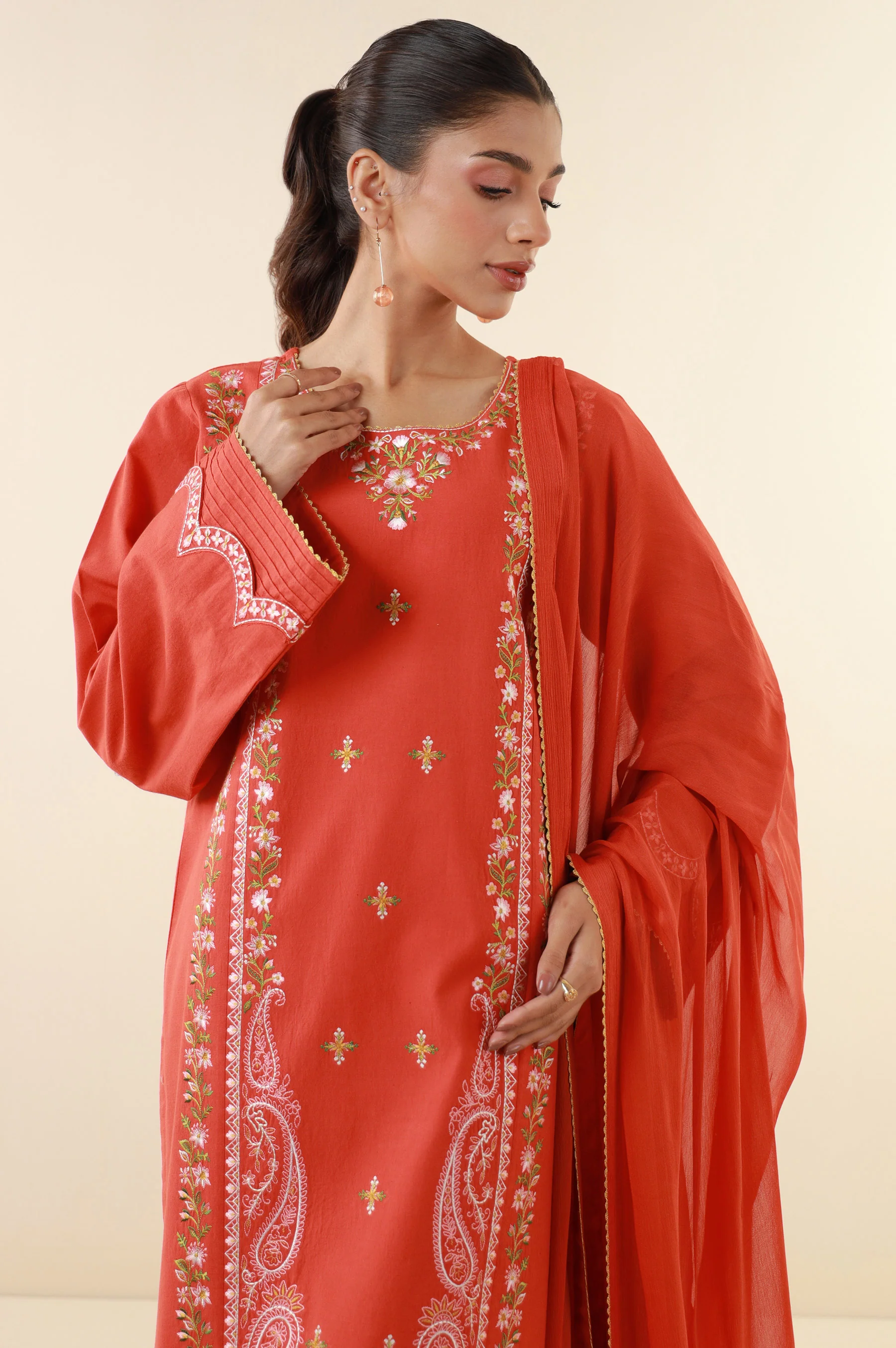 Unstitched 3 Piece Embroidered Lawn Suit - Image 2
