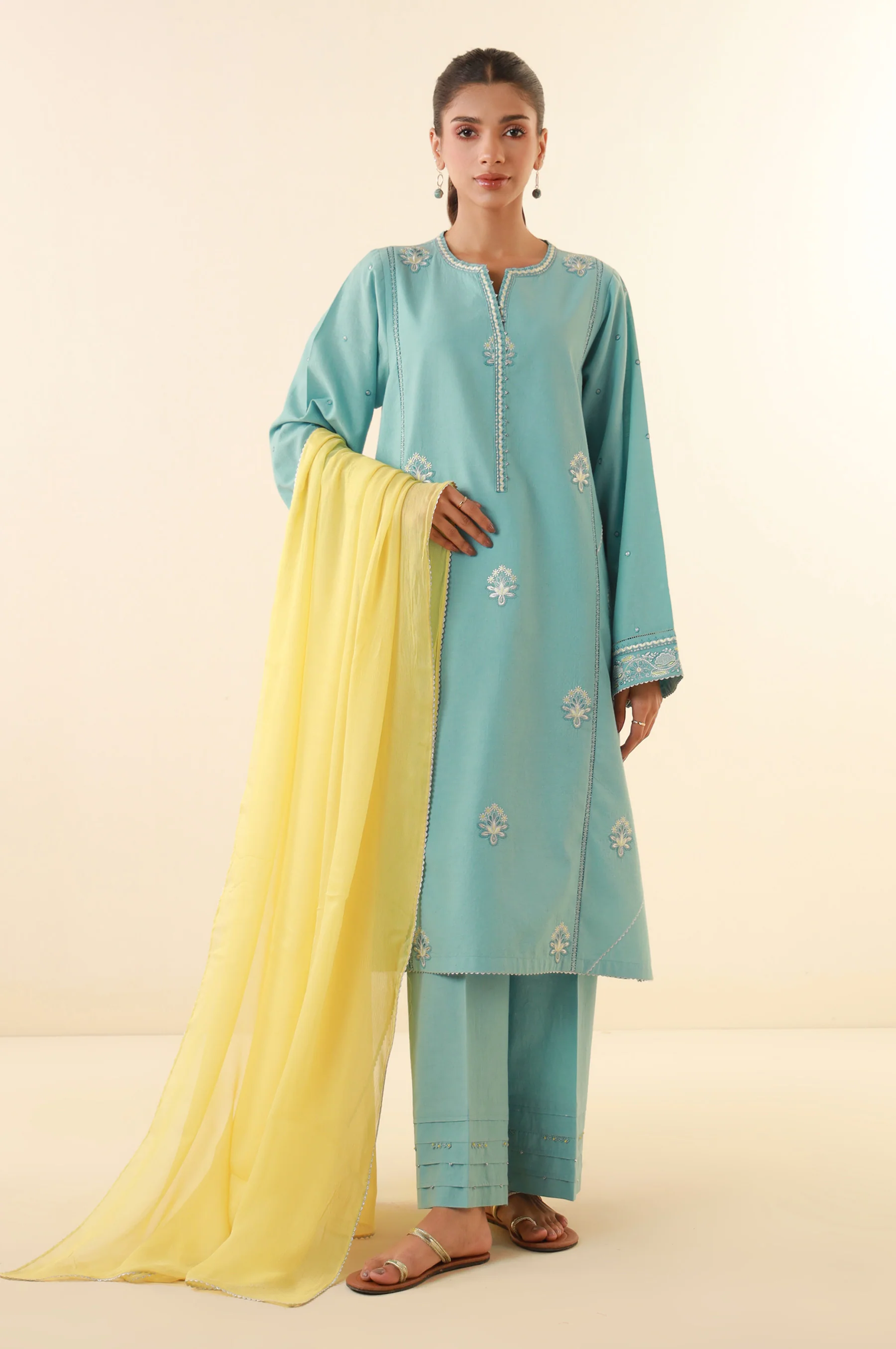 Unstitched 3 Piece Embroidered Lawn Suit - Image 2