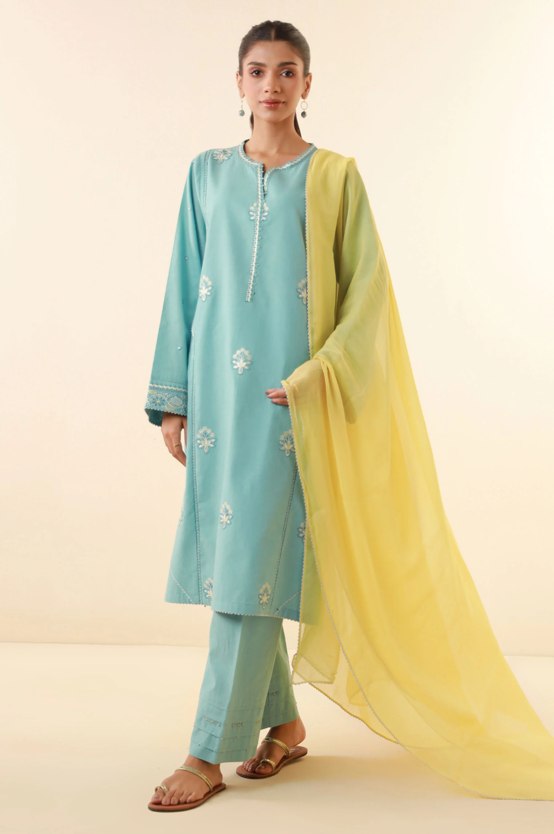 Unstitched 3 Piece Embroidered Lawn Suit - Image 4