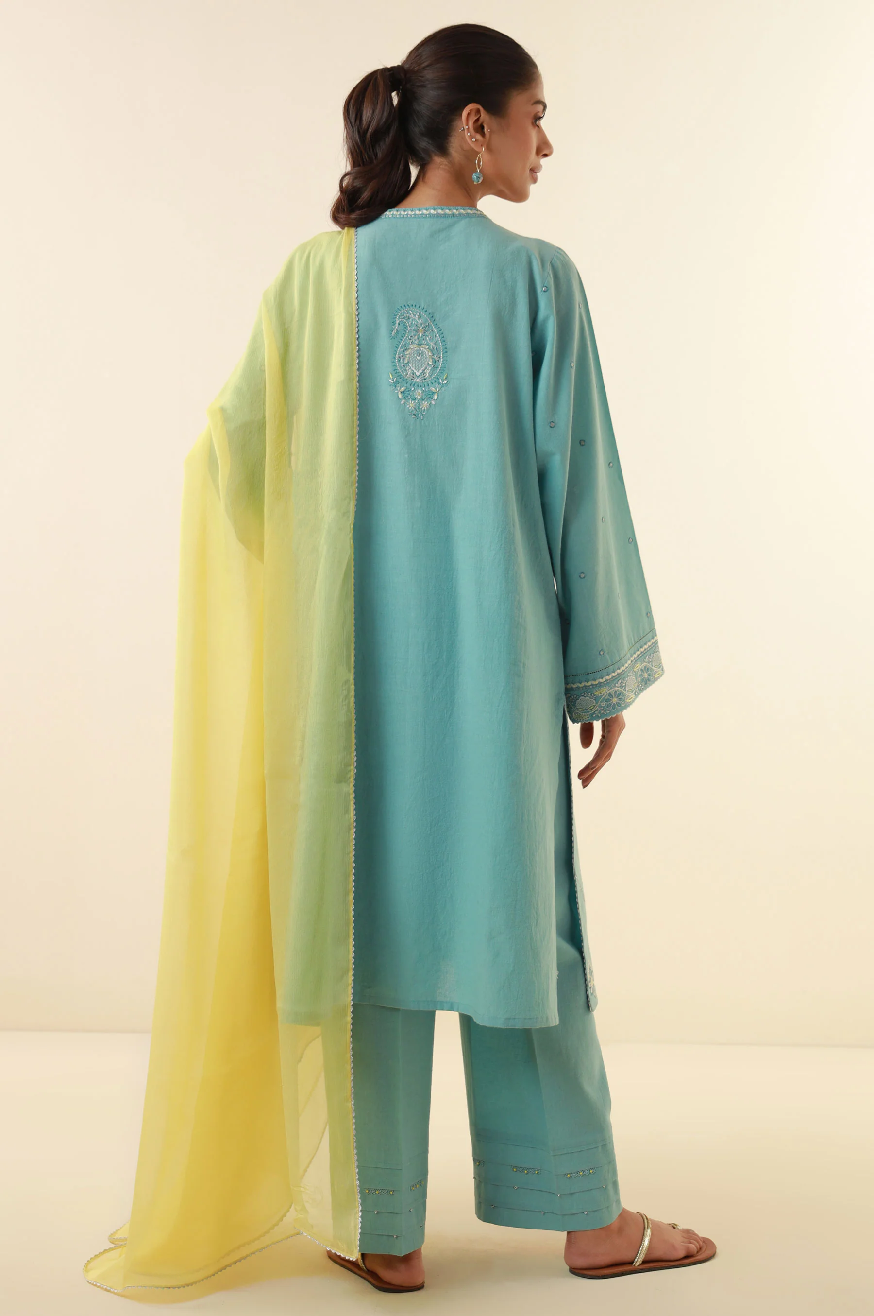 Unstitched 3 Piece Embroidered Lawn Suit - Image 5