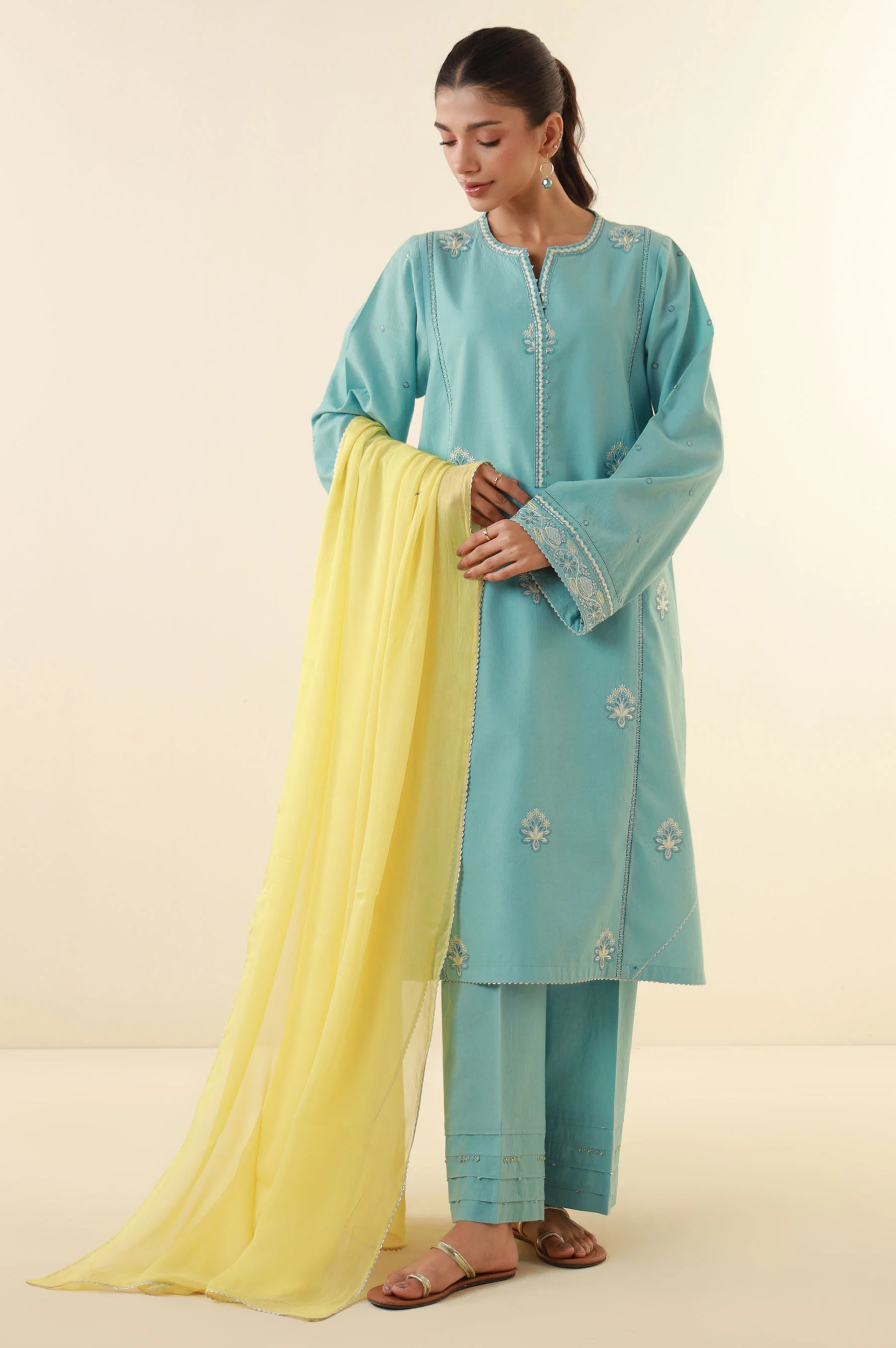 Unstitched 3 Piece Embroidered Lawn Suit - Image 7