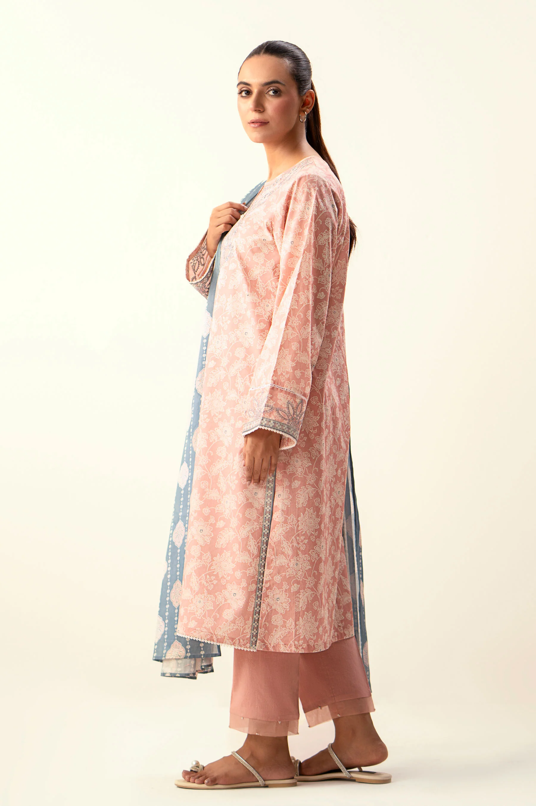 Unstitched 3 Piece Embroidered Lawn Suit - Image 3
