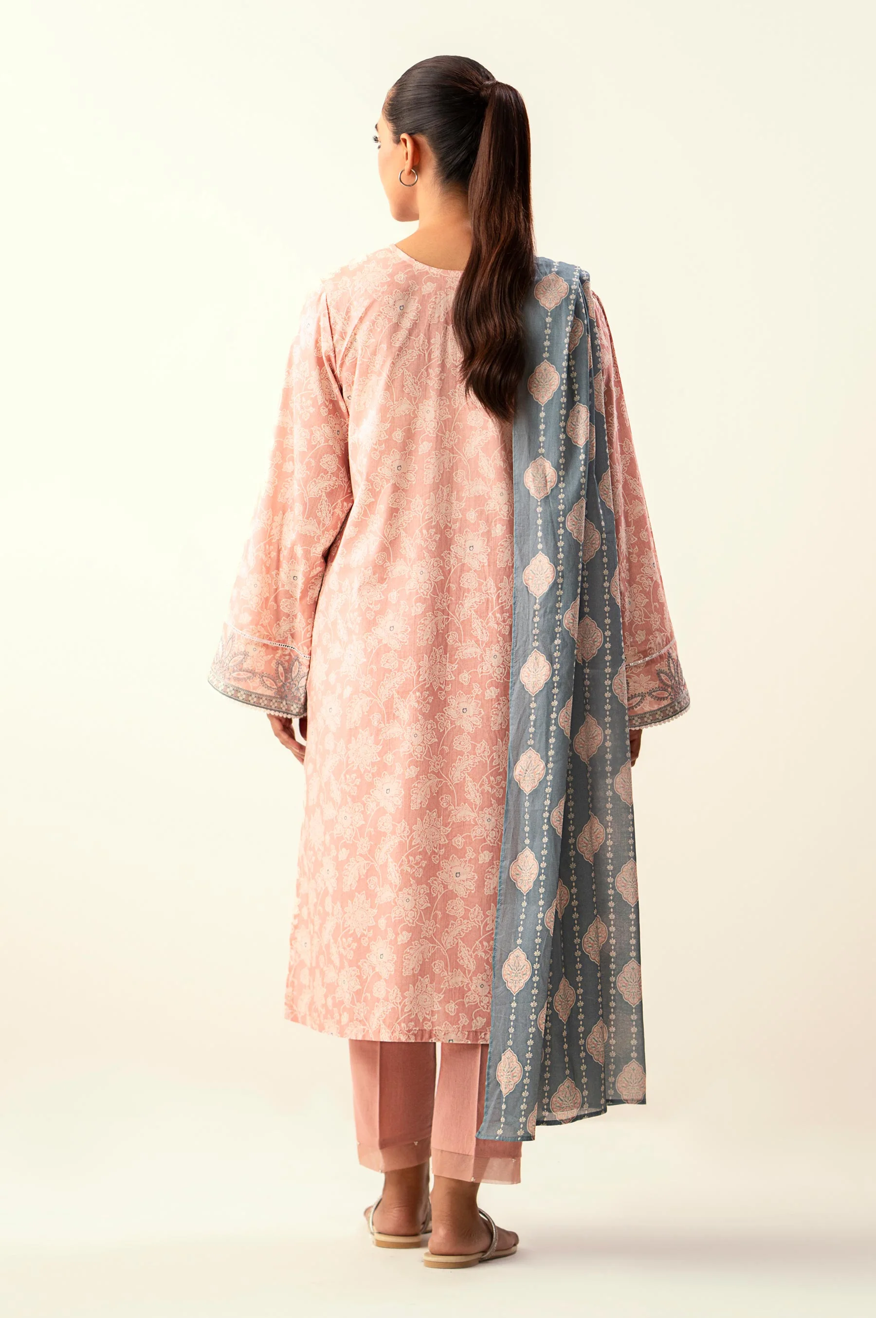 Unstitched 3 Piece Embroidered Lawn Suit - Image 4