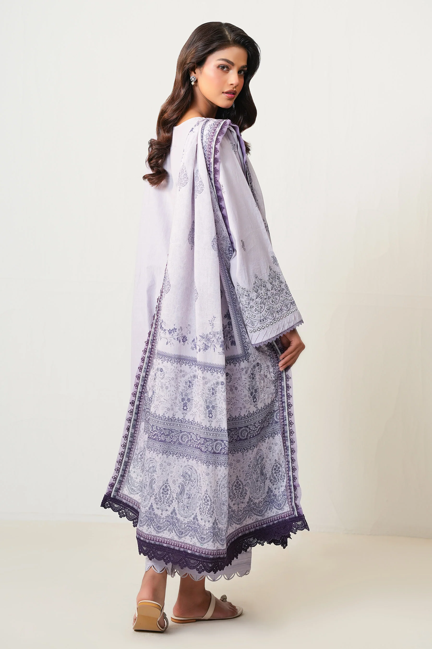 Unstitched 3 Piece Embroidered Lawn Suit - Image 4
