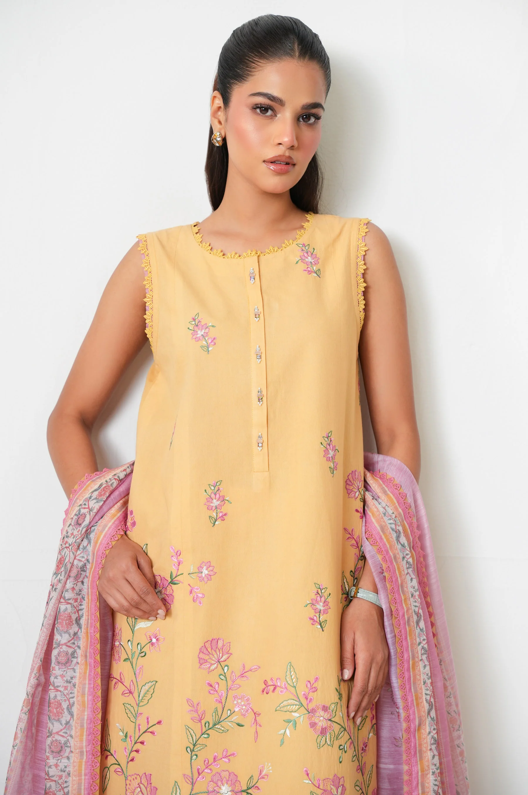 Unstitched 3 Piece Embroidered Luxury Lawn Suit - Image 3