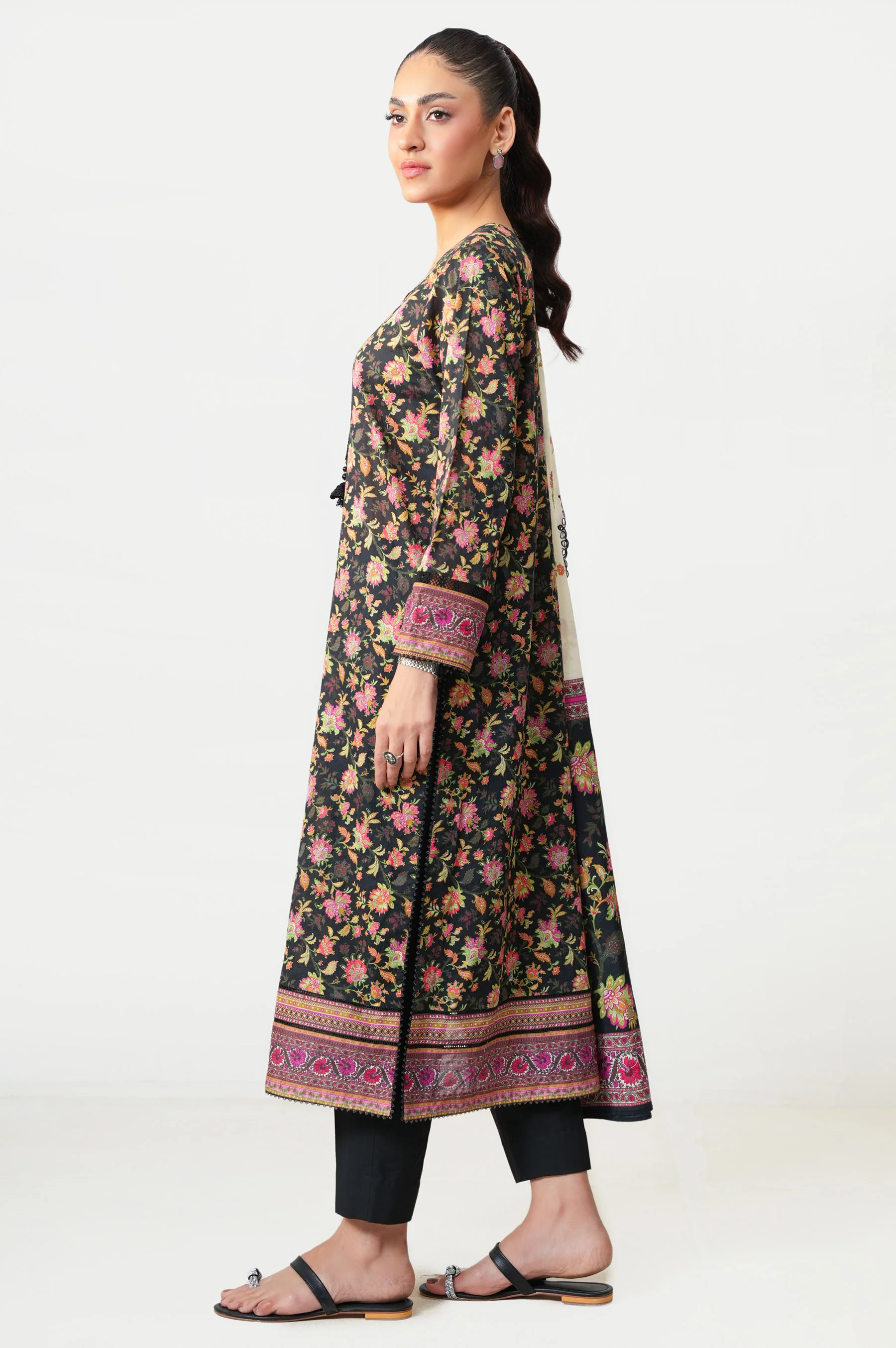 Unstitched 3 Piece Embroidered Lawn Suit - Image 4
