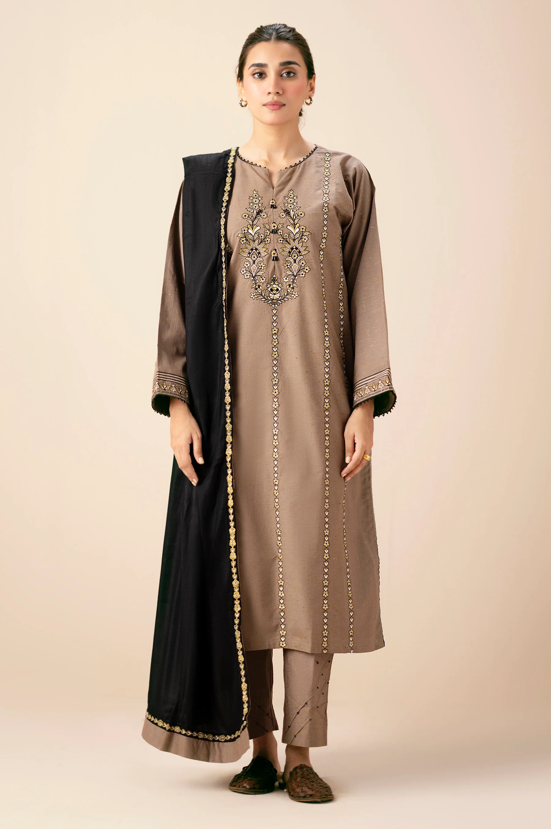 Unstitched 3 Piece Embroidered Multi Neps Suit