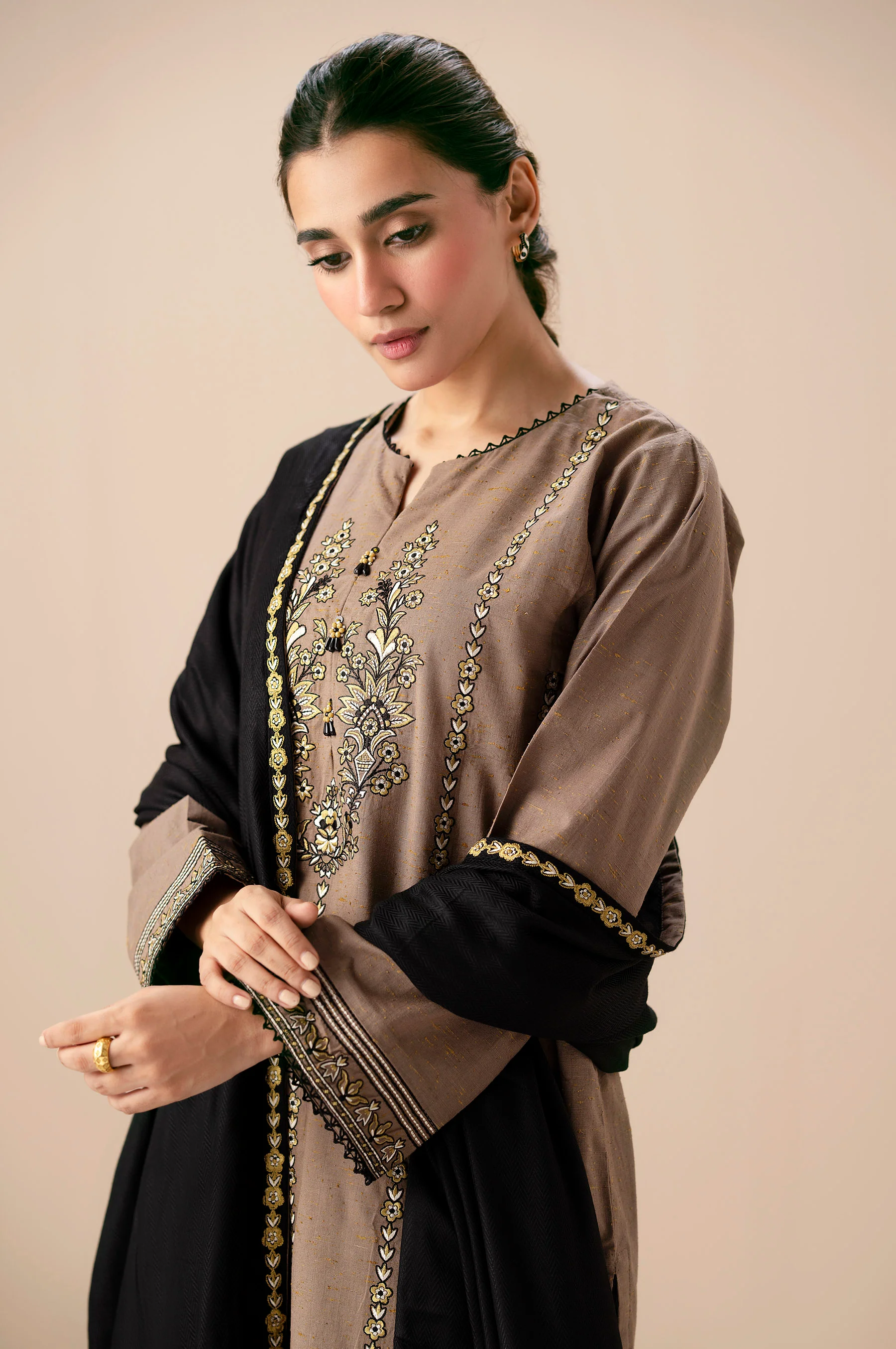 Unstitched 3 Piece Embroidered Multi Neps Suit - Image 2