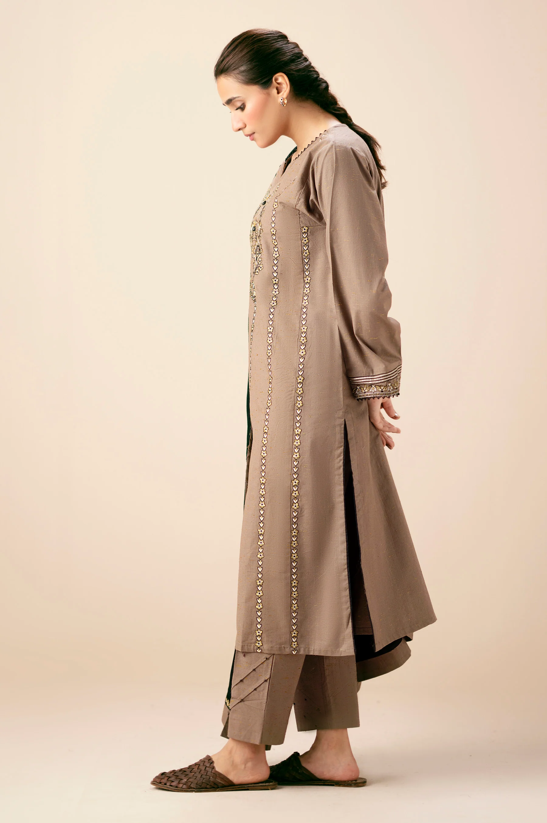 Unstitched 3 Piece Embroidered Multi Neps Suit - Image 3