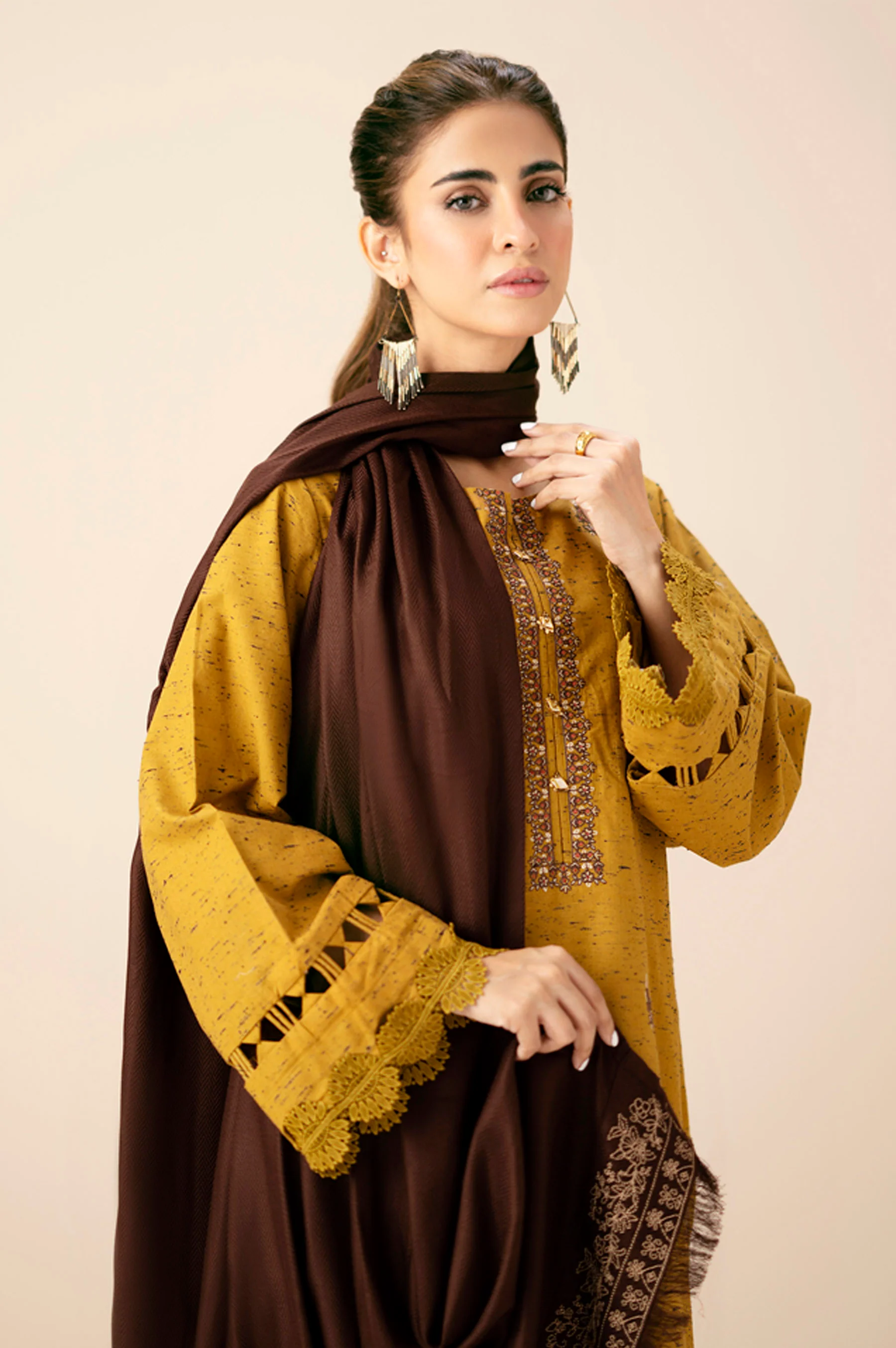 Unstitched 3 Piece Embroidered Multi Neps Suit - Image 3
