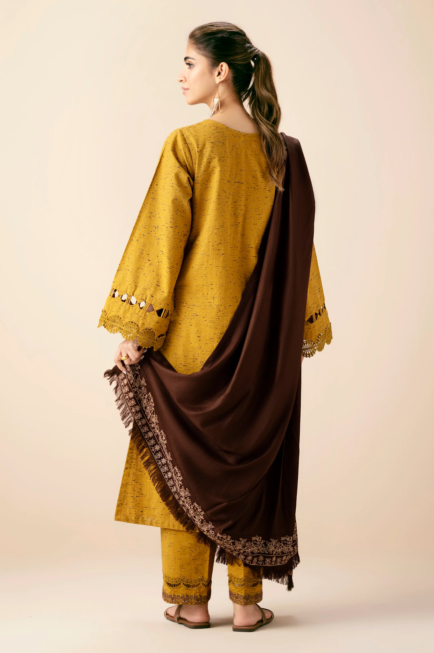 Unstitched 3 Piece Embroidered Multi Neps Suit - Image 4
