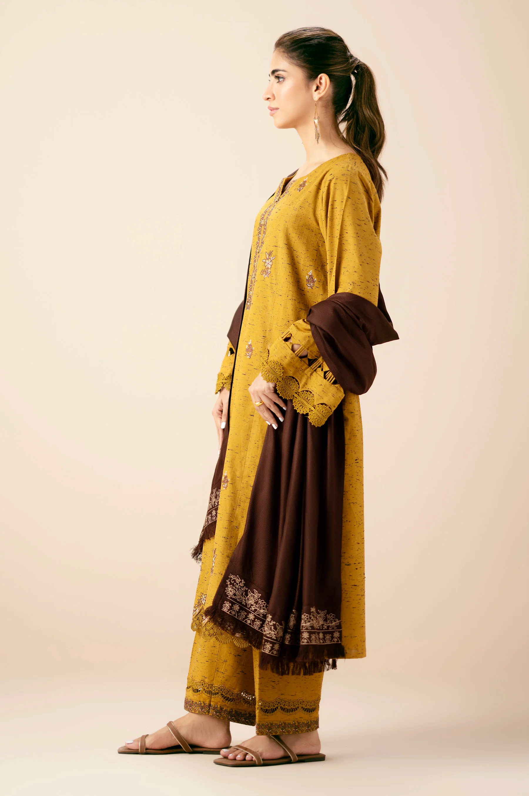 Unstitched 3 Piece Embroidered Multi Neps Suit - Image 5