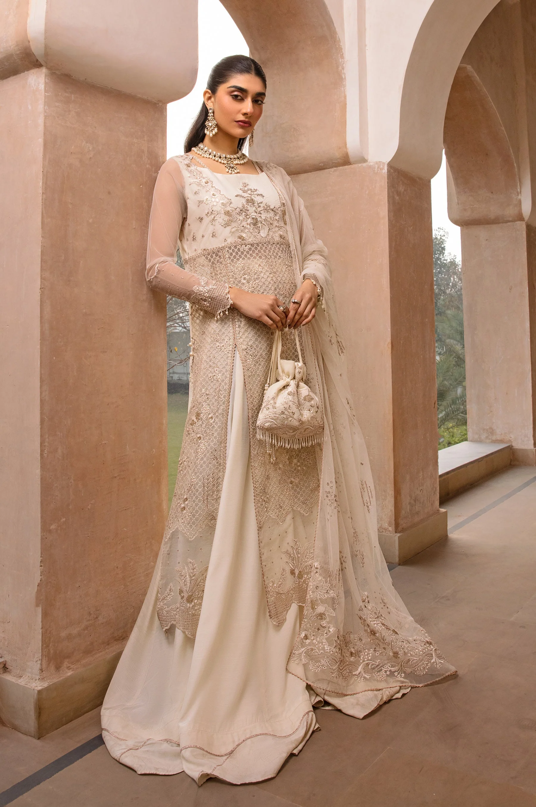 Unstitched 3 Piece Embroidered Net Suit (FACTORY E-OUTLET) - Image 3