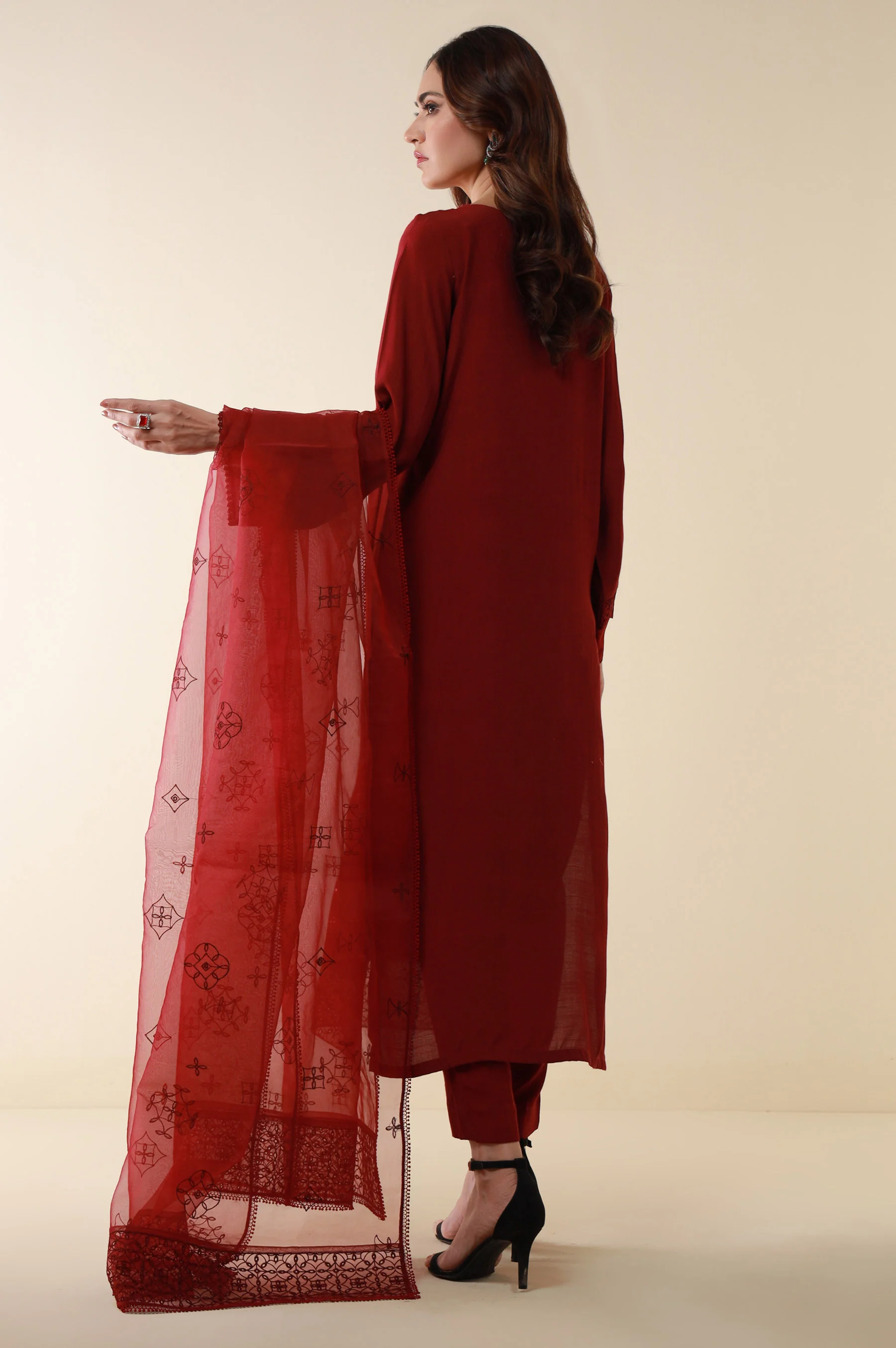 Unstitched 3 Piece Embroidered Raw Silk Suit - Image 6