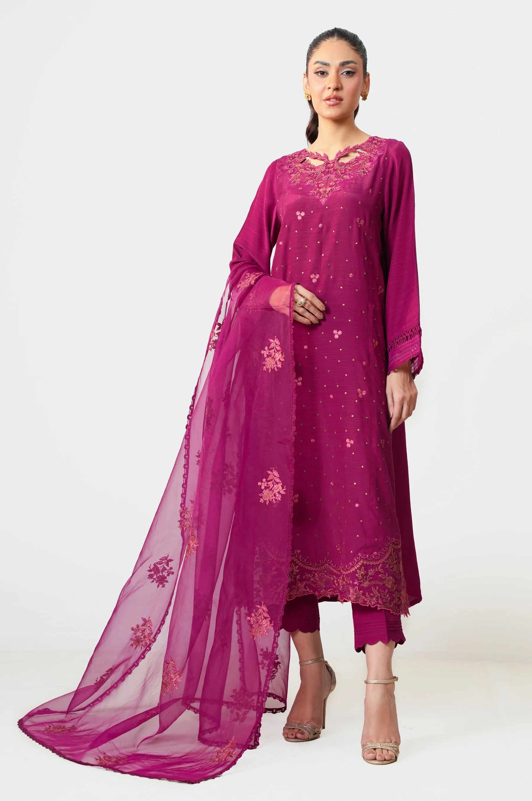 UNSTITCHED EMBROIDERED SUIT