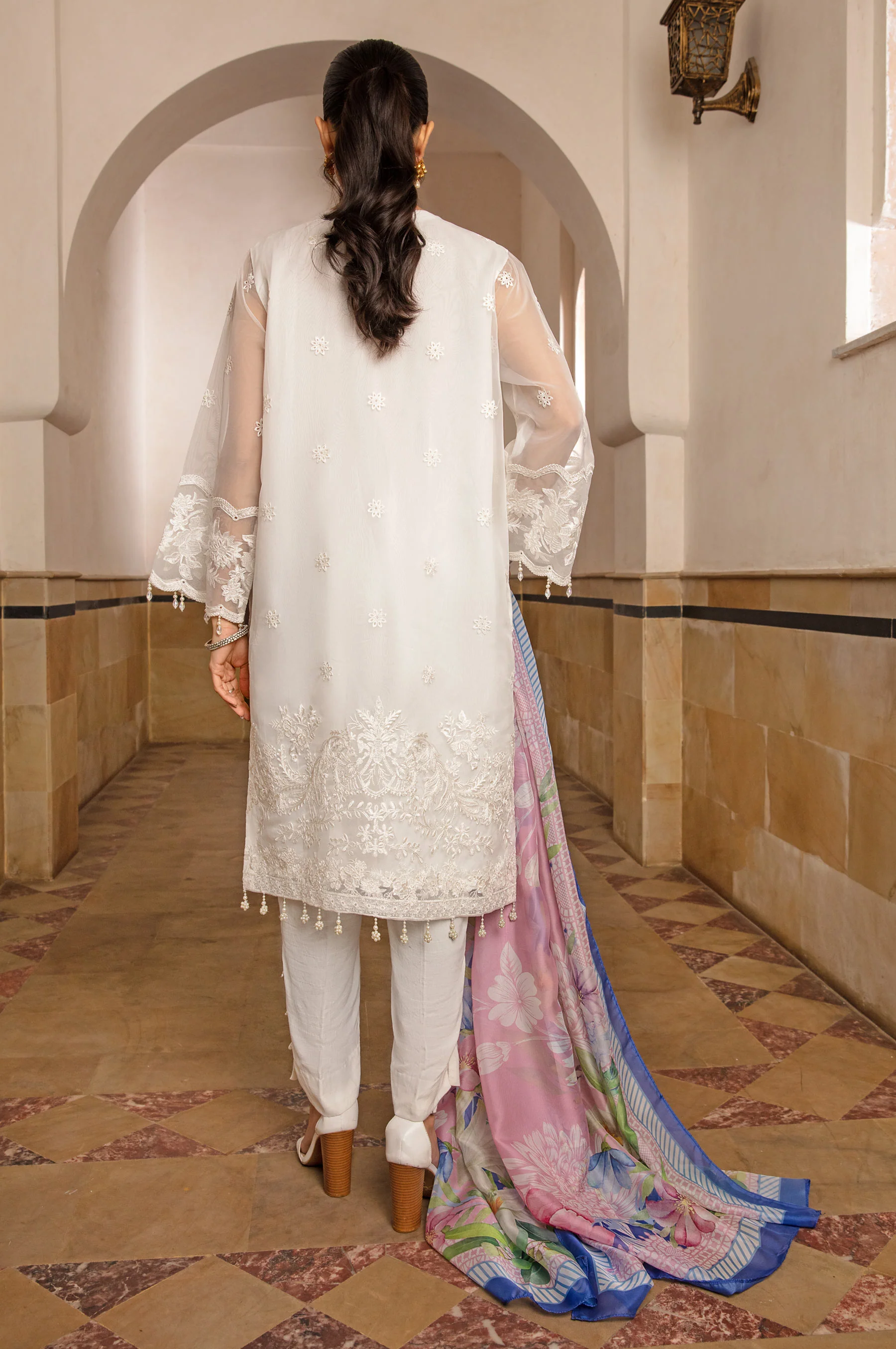 Unstitched 3 Piece Embroidered Organza Suit - Image 3