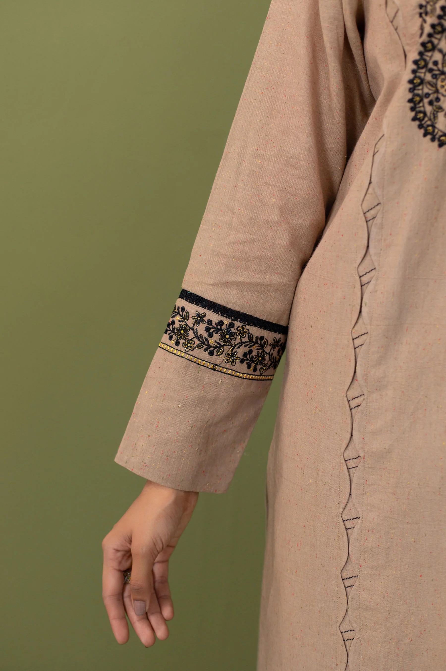 Unstitched 3 Piece Embroidered Multi Neps Suit - Image 6