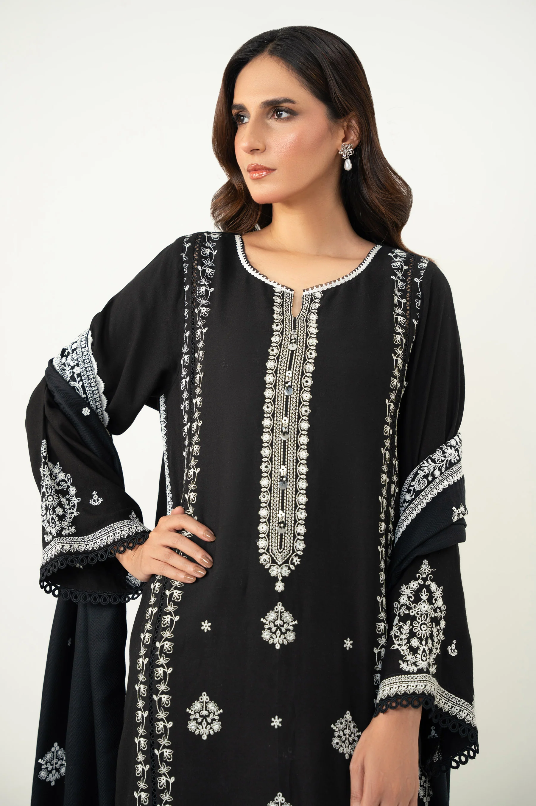 UNSTITCHED 3 PIECE CHIKANKARI SUIT - Image 3