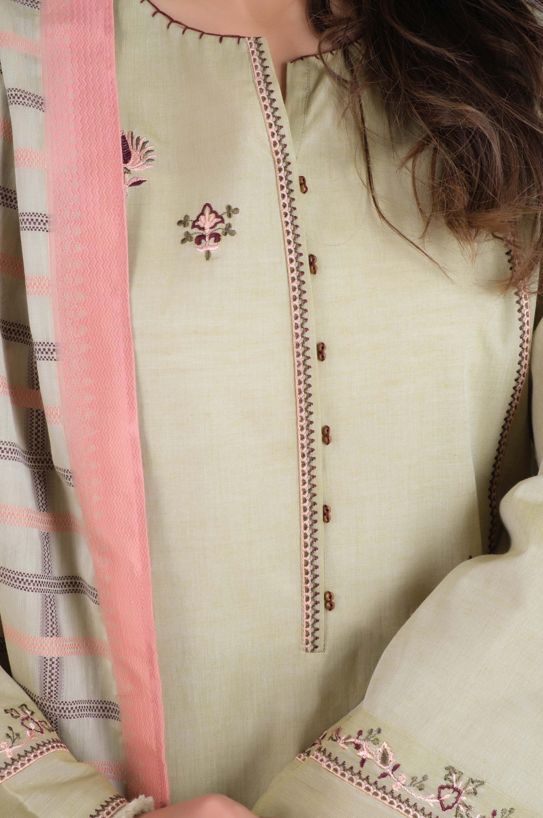 Unstitched 3 Piece Embroidered  Yarn Dyed Jacquard Suit - Image 5