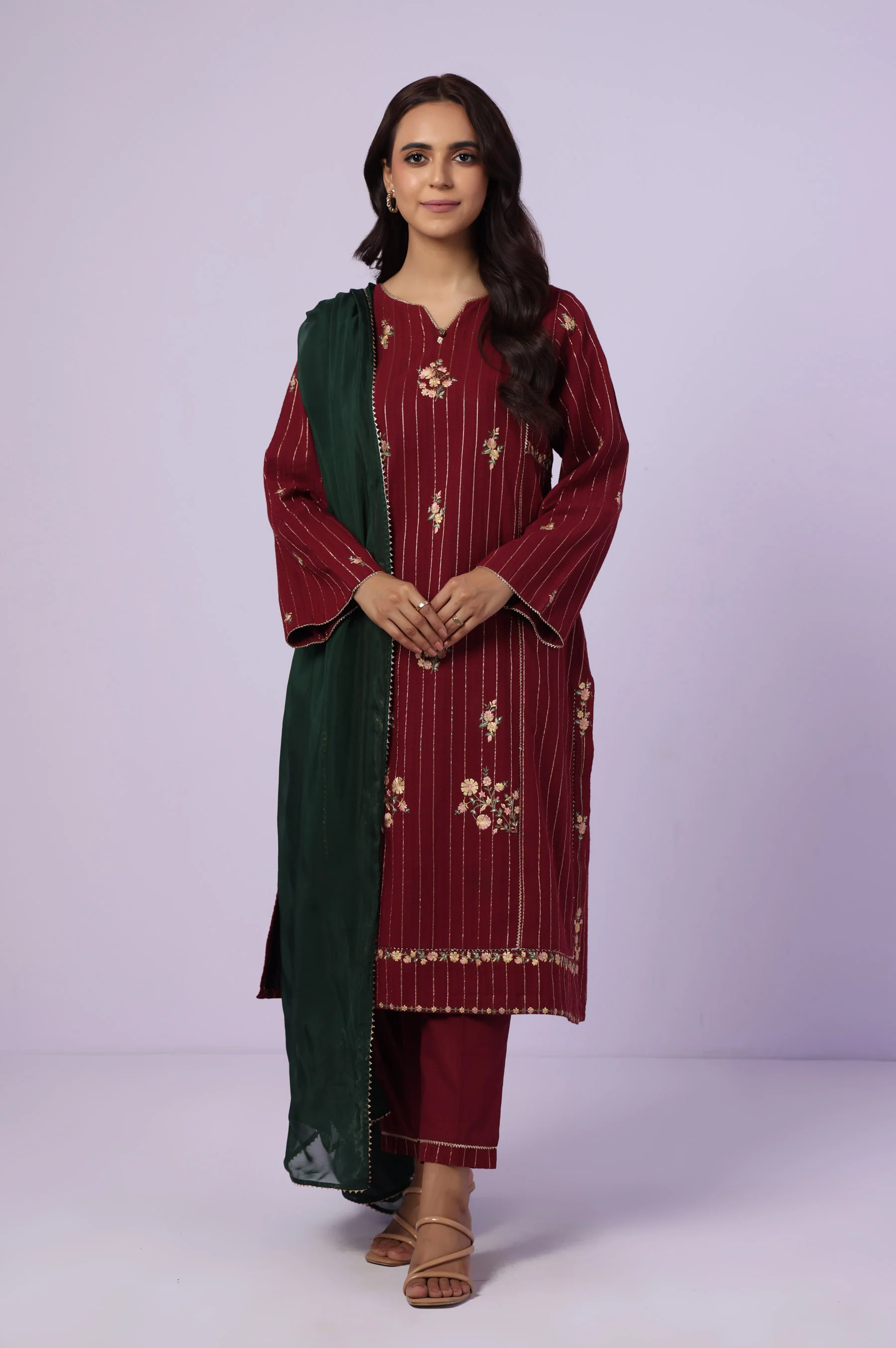 Unstitched 3 Piece Embroidered Mysuri Jacquard Suit - Image 3