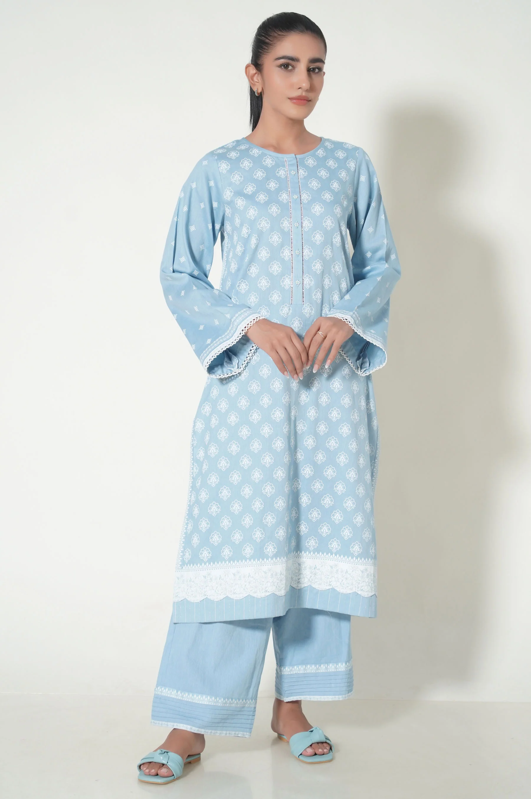 Unstitched 3 Piece Paste Printed Cottle Suit - Image 2