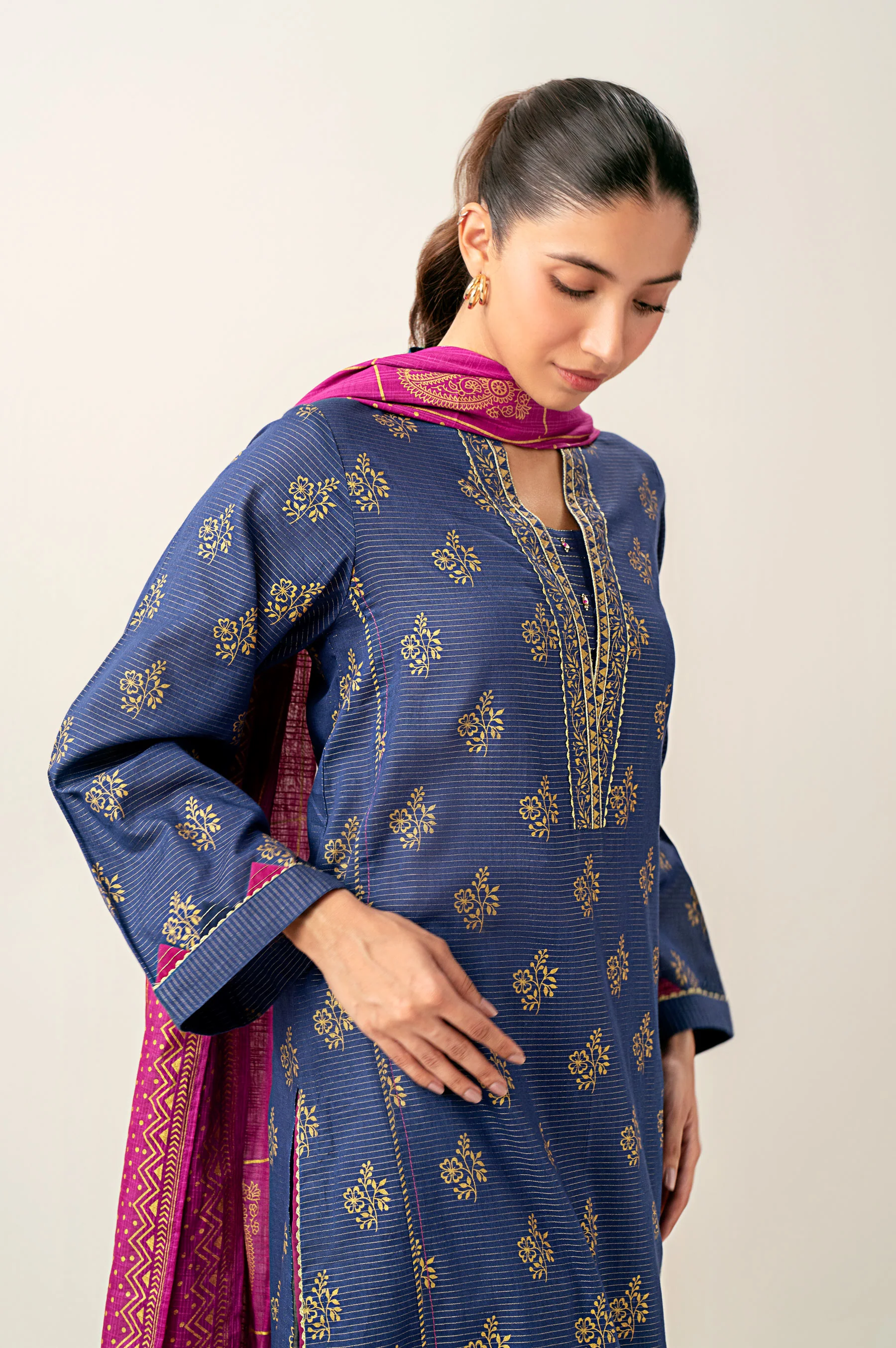 Unstitched 3 Piece Paste Printed Dobby Mysuri Suit - Image 2