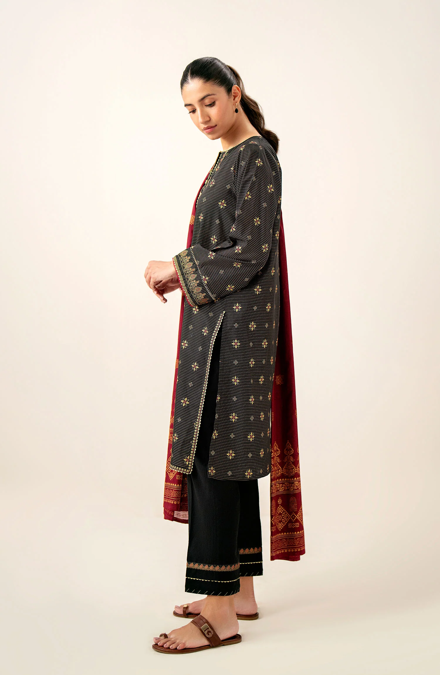 Unstitched 3 Piece Paste Printed Dobby Mysuri Suit - Image 5