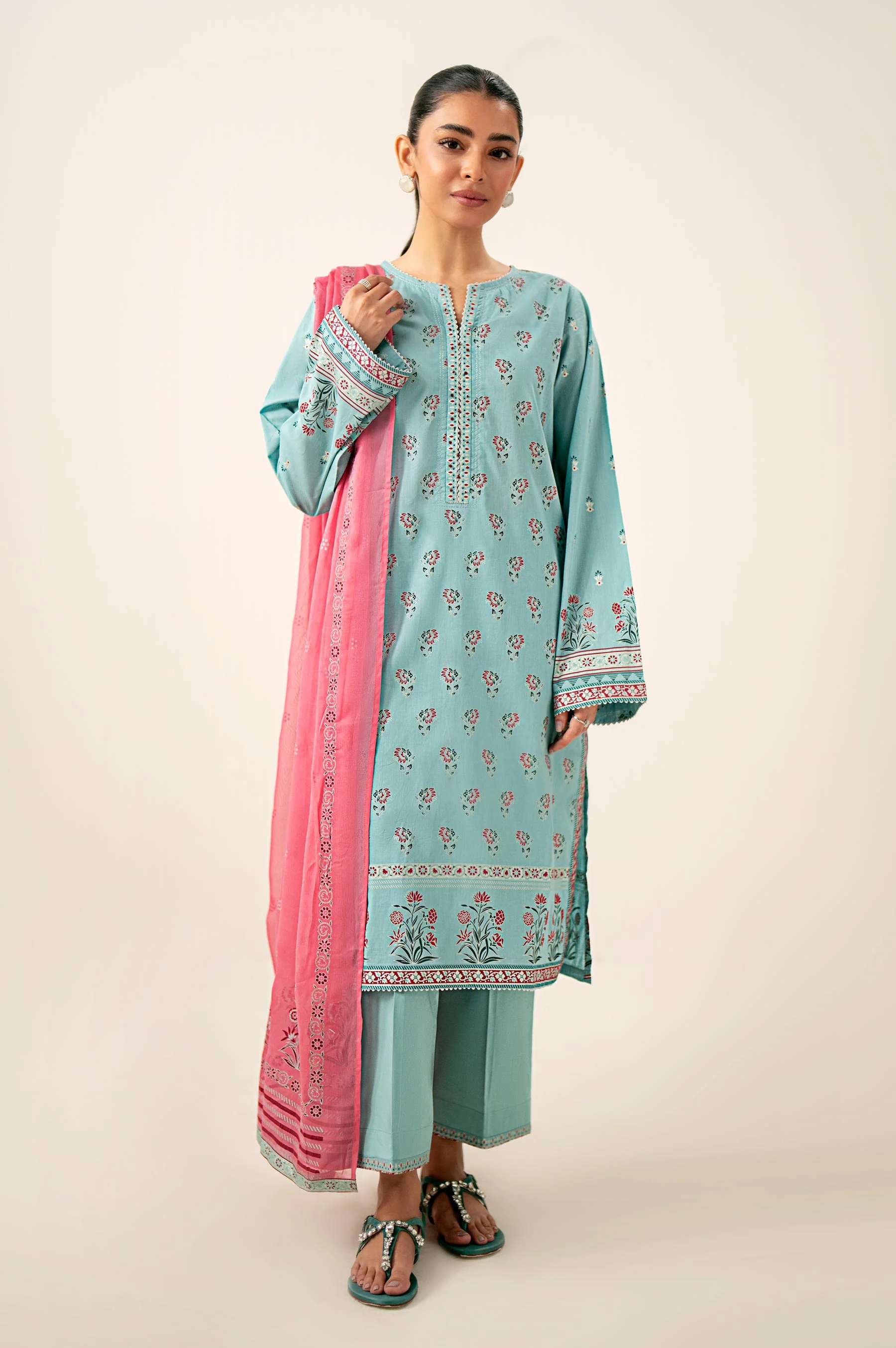 Unstitched 3 Piece Paste Printed Lawn Suit
