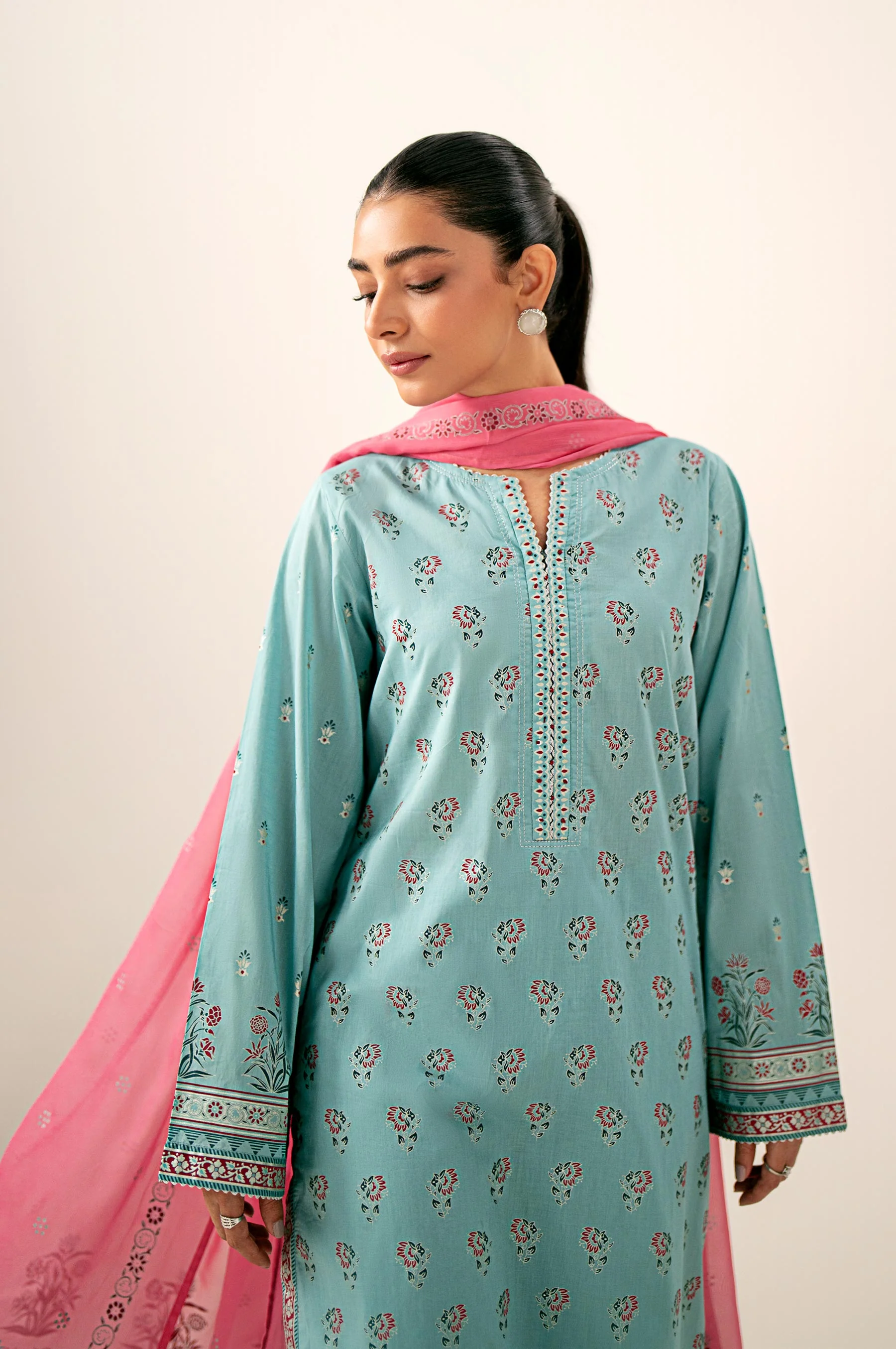 Unstitched 3 Piece Paste Printed Lawn Suit - Image 2