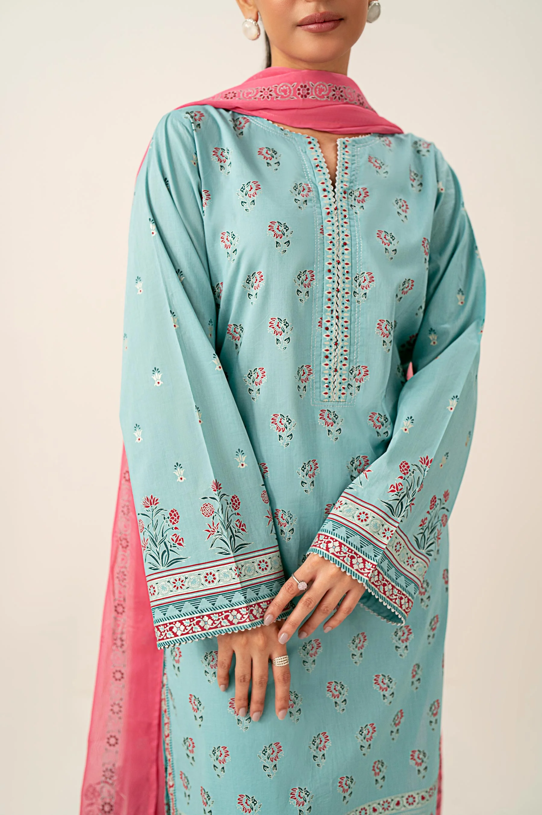 Unstitched 3 Piece Paste Printed Lawn Suit - Image 5