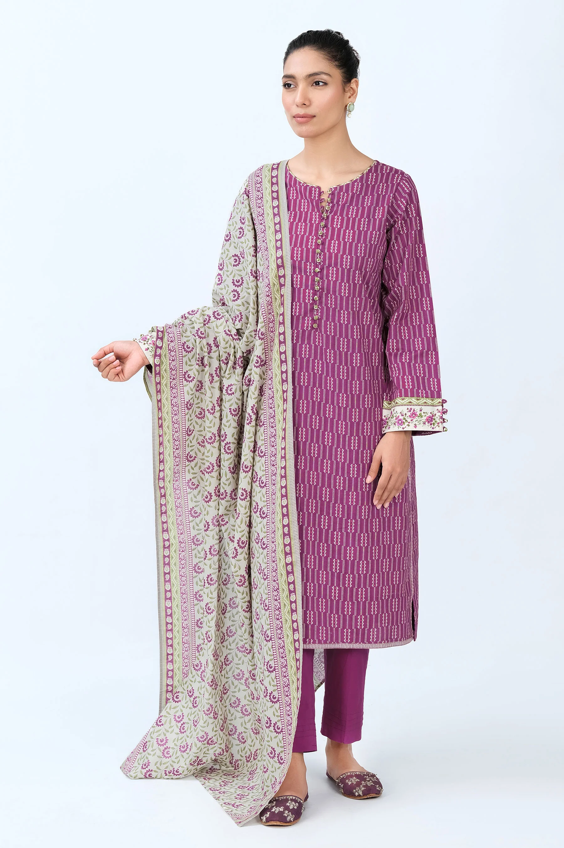 Unstitched 3 Piece Printed Cambric Suit
