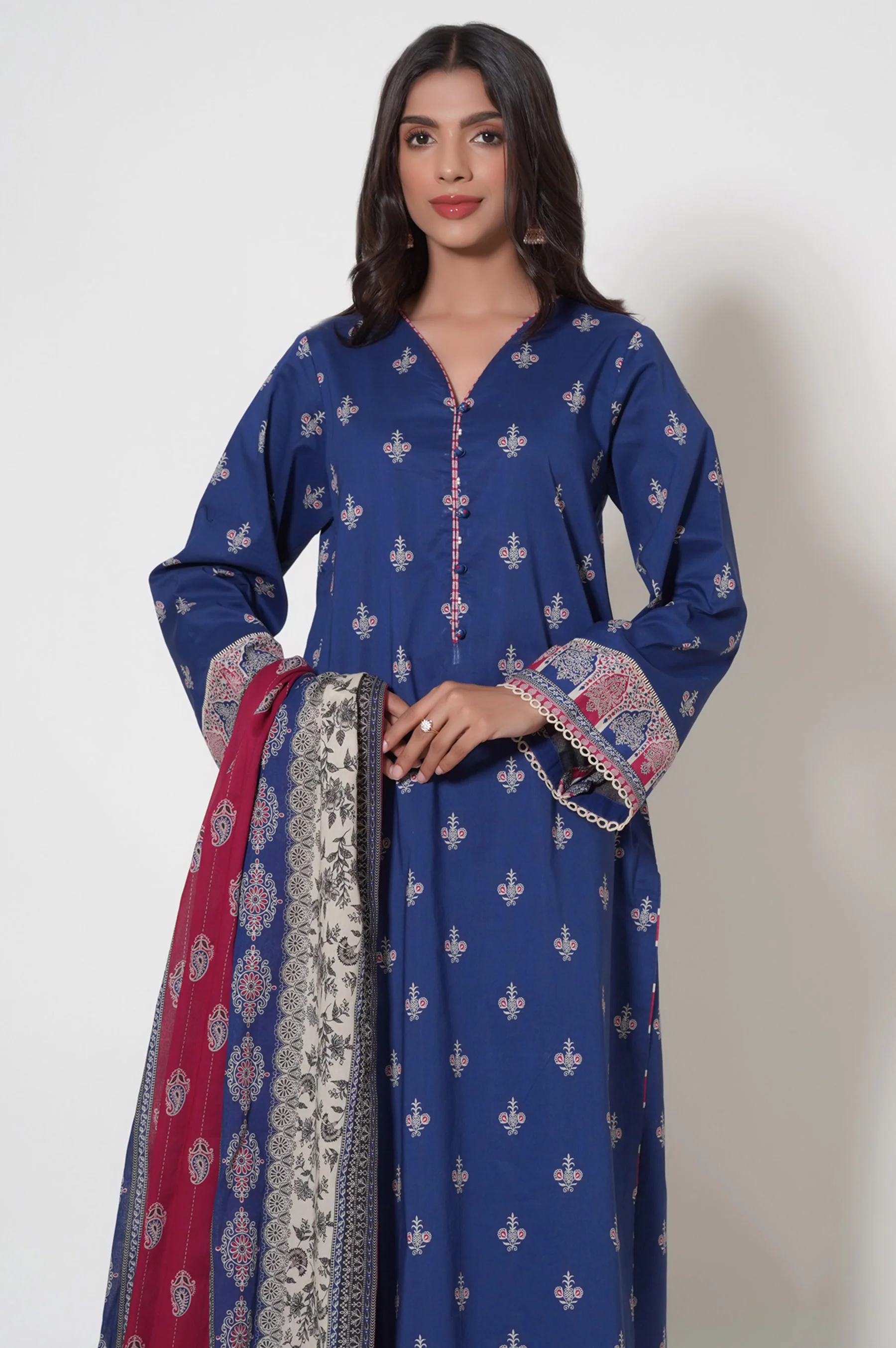 Unstitched 3 Piece Printed Cambric Suit - Image 2