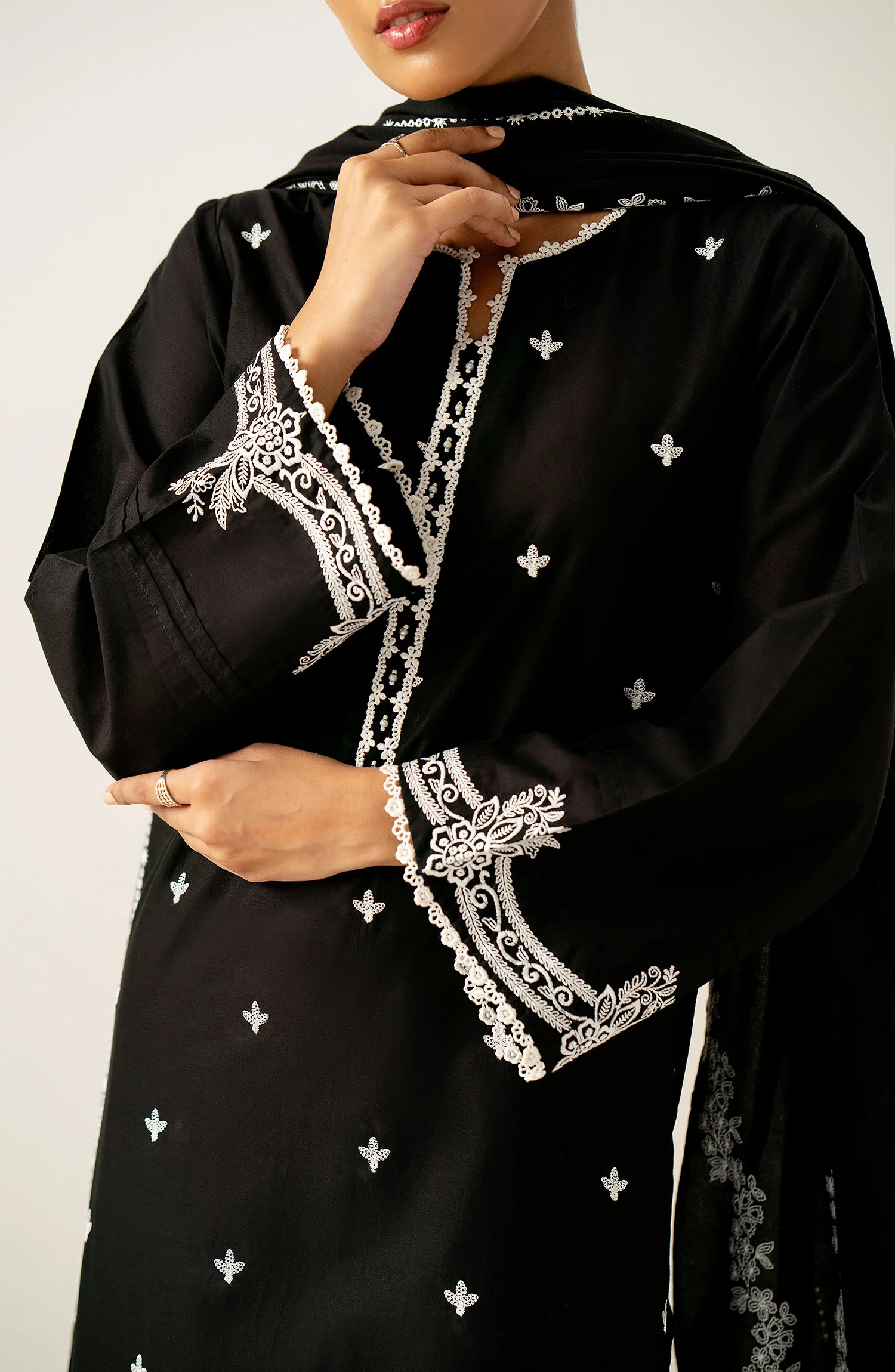 Unstitched 3 Piece Printed Chikankari Lawn Suit - Image 4