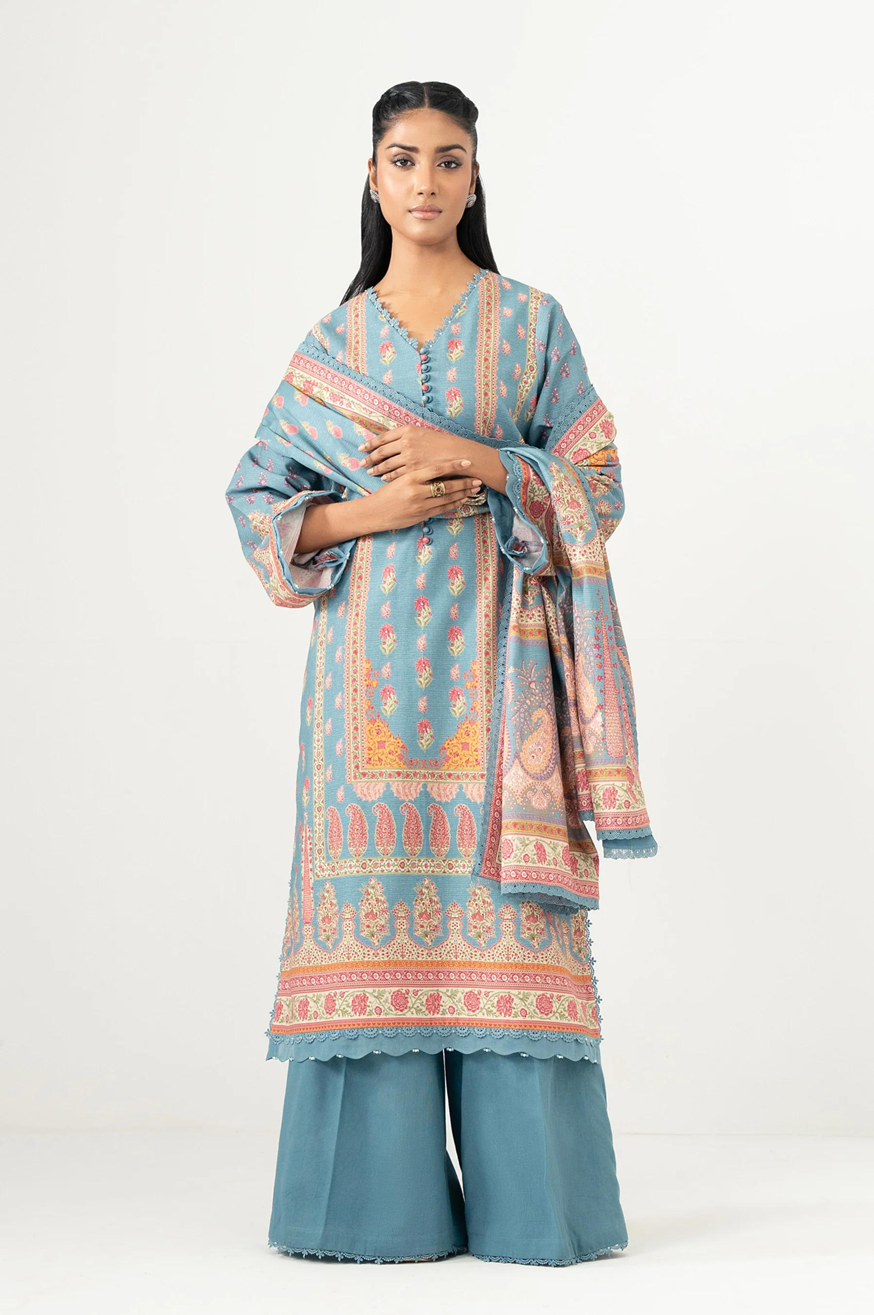 UNSTITCHED 3 PIECE PRINTED SUIT - Image 3