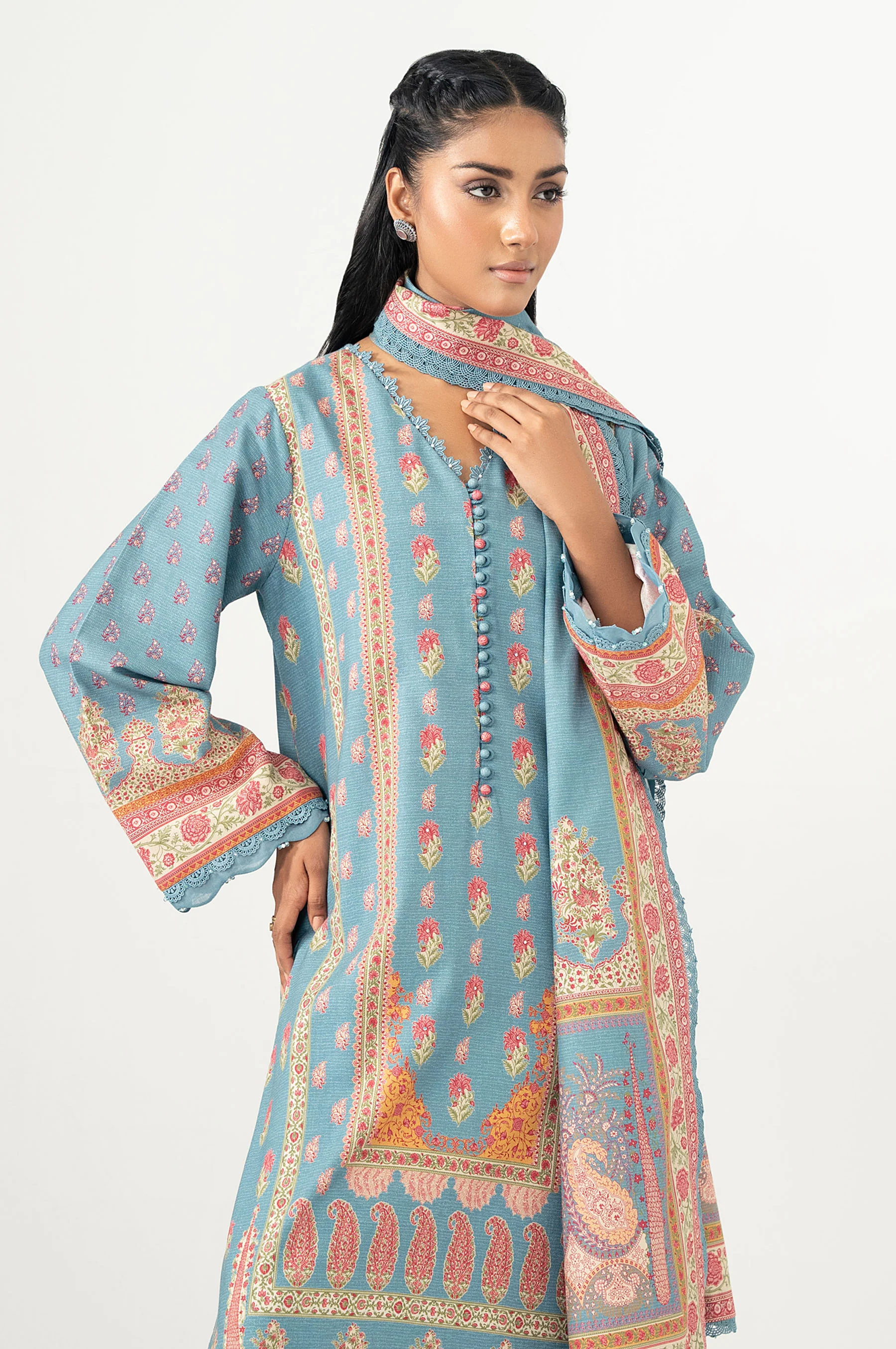 UNSTITCHED 3 PIECE PRINTED SUIT - Image 6
