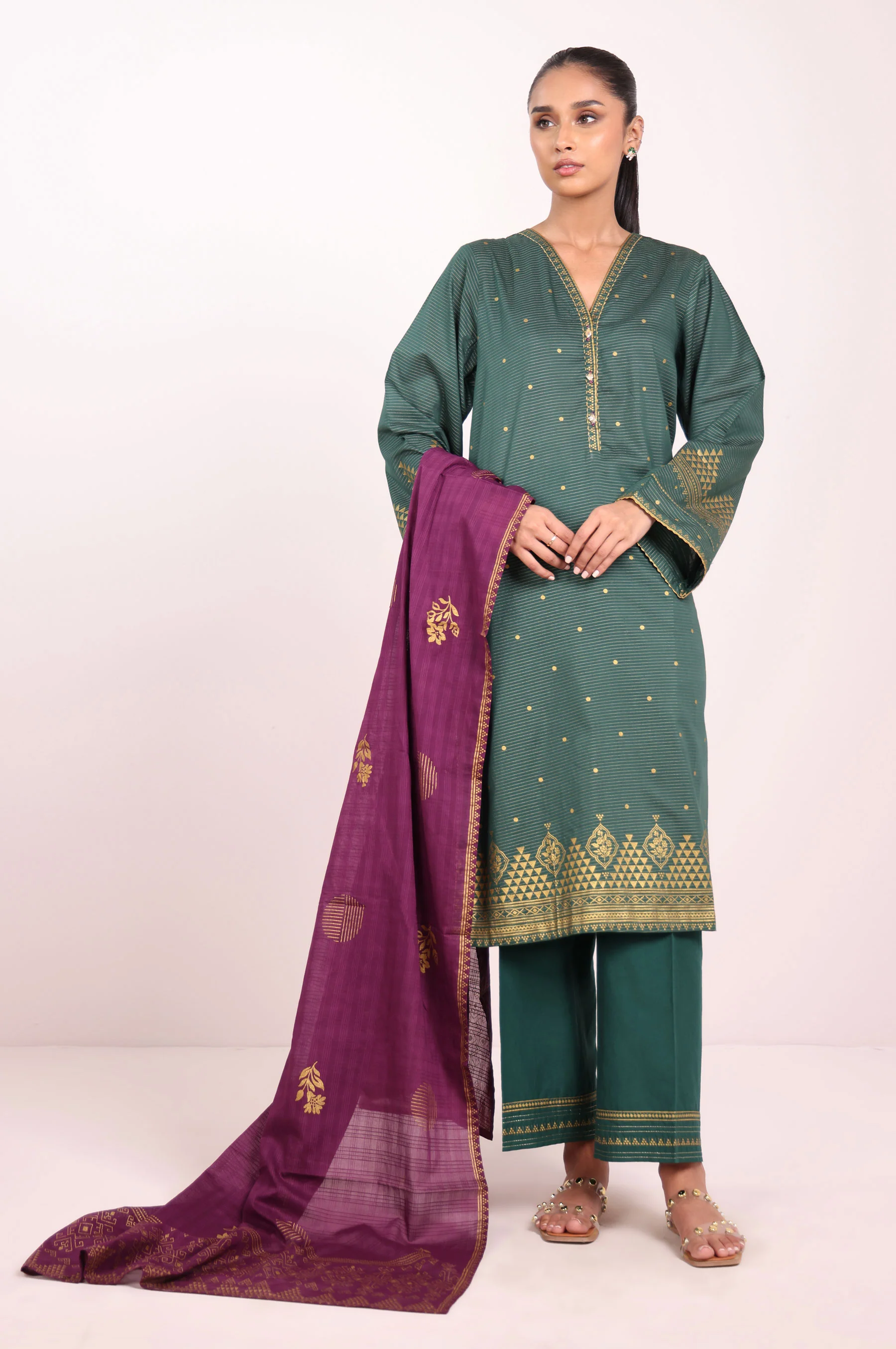 Unstitched 3 Piece Paste Printed Dobby Mysuri Suit - Image 4