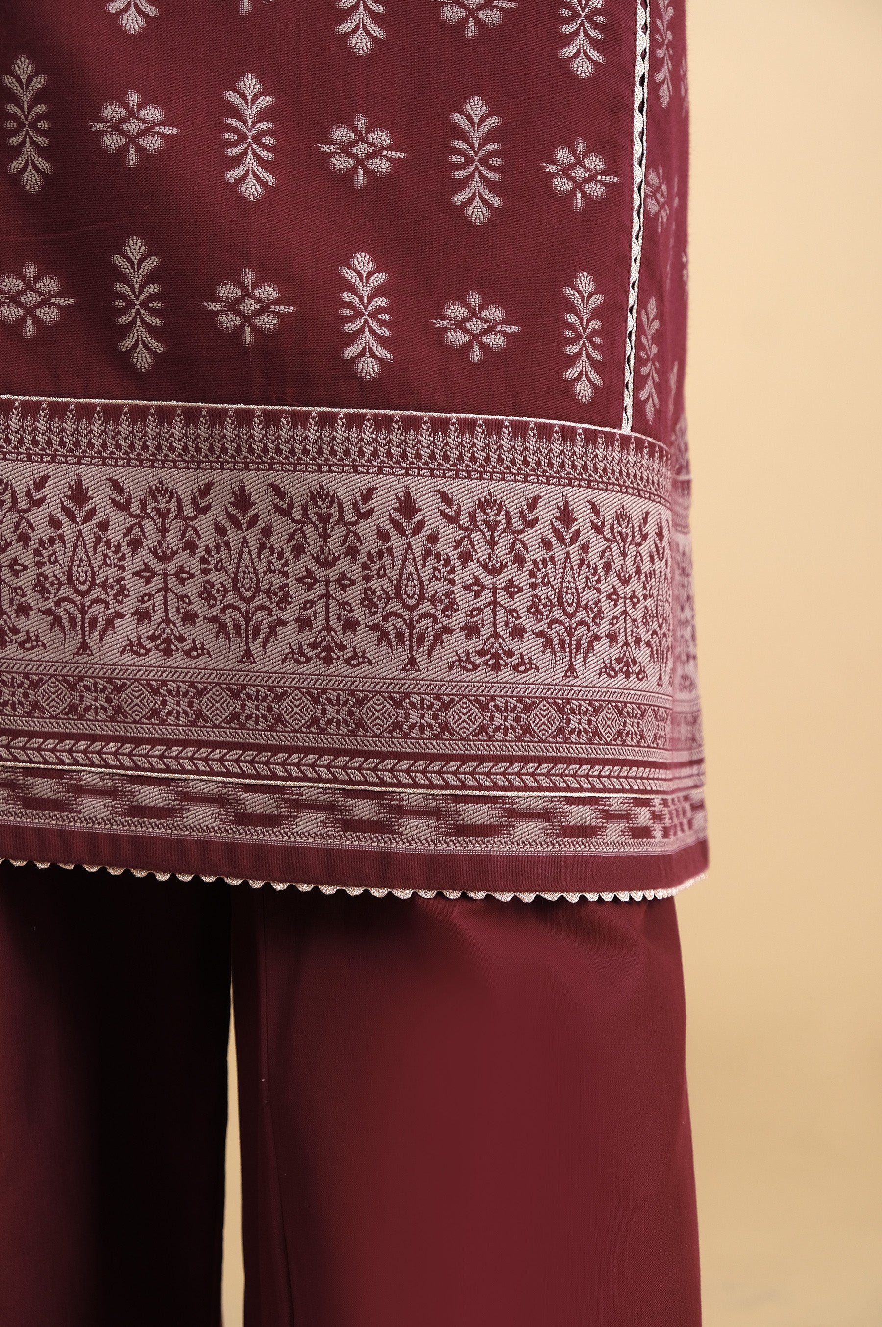 Unstitched 3 Piece Dyed Jacquard Suit - Image 7