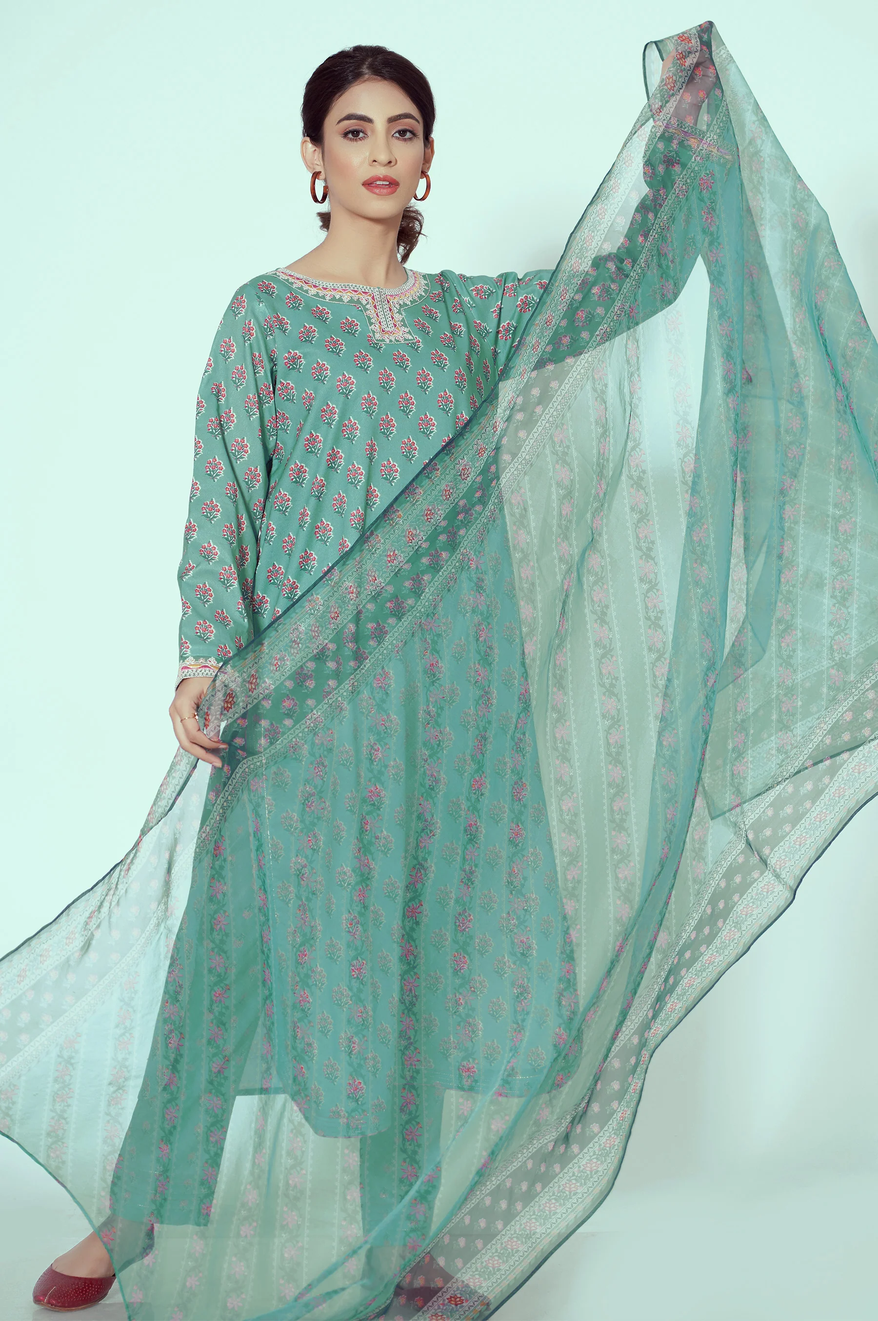 Unstitched 3 Piece Printed Lawn Suit - Image 4