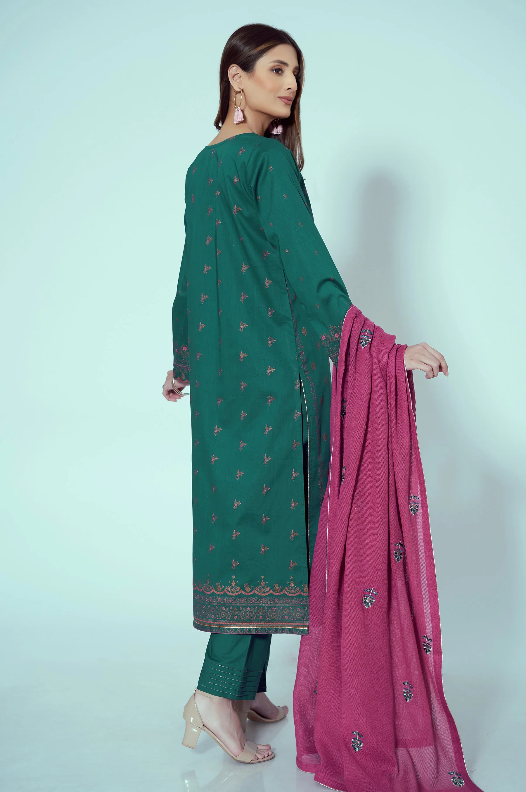 Unstitched 3 Piece Paste Printed Lawn Suit - Image 3