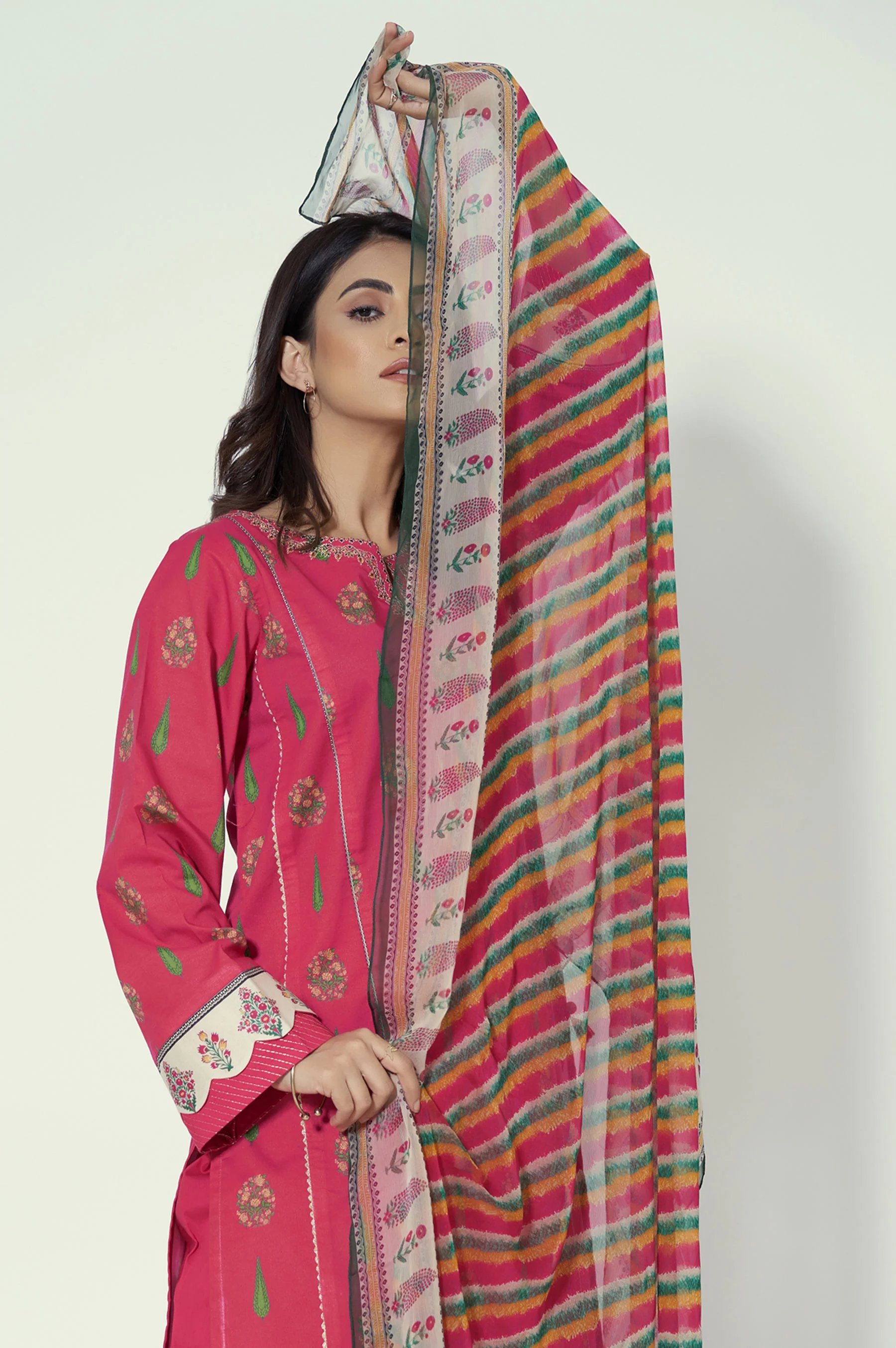 Unstitched 3 Piece Printed Lawn Suit - Image 3