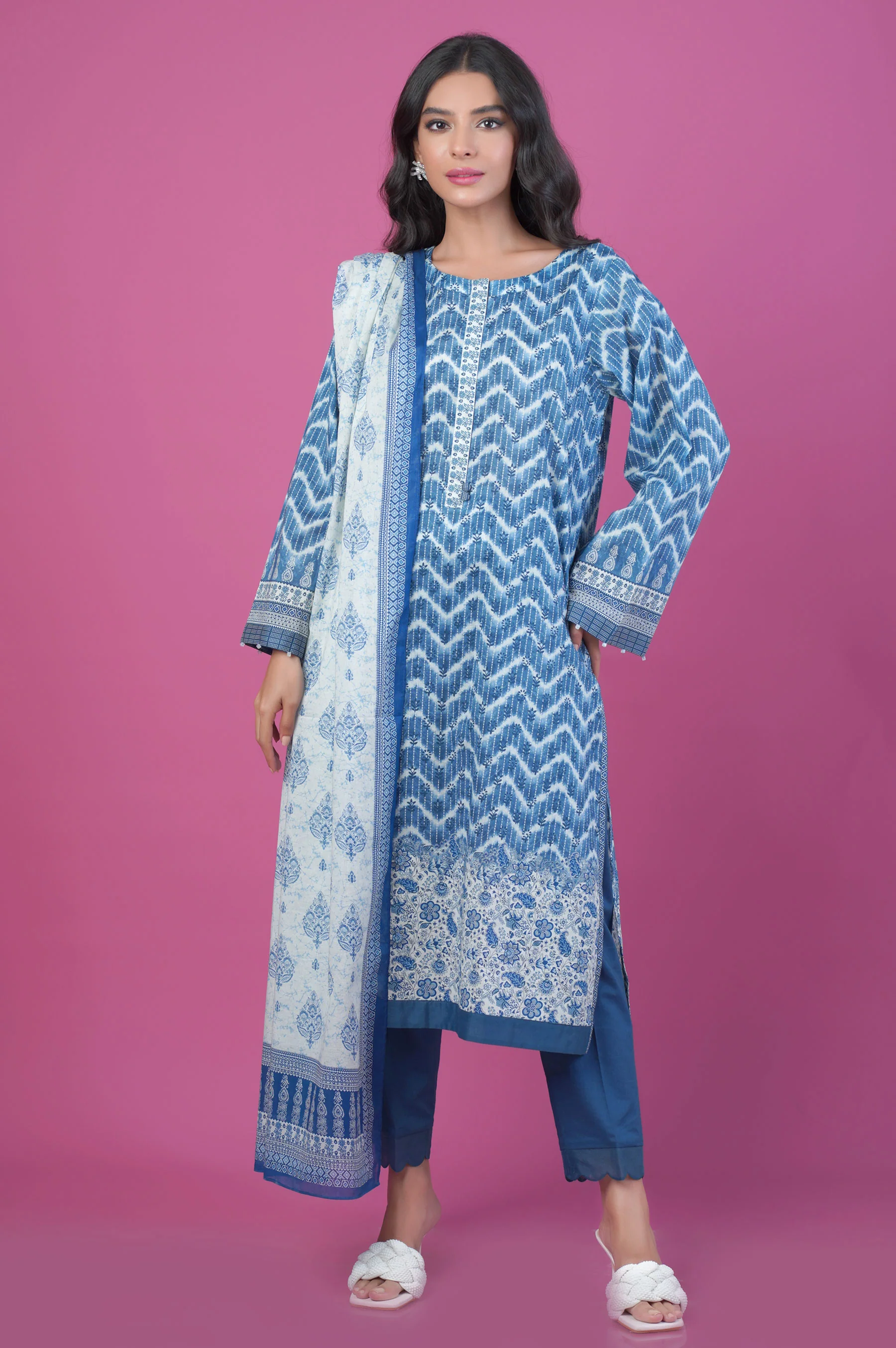 Unstitched 3 Piece Printed Lawn Suit