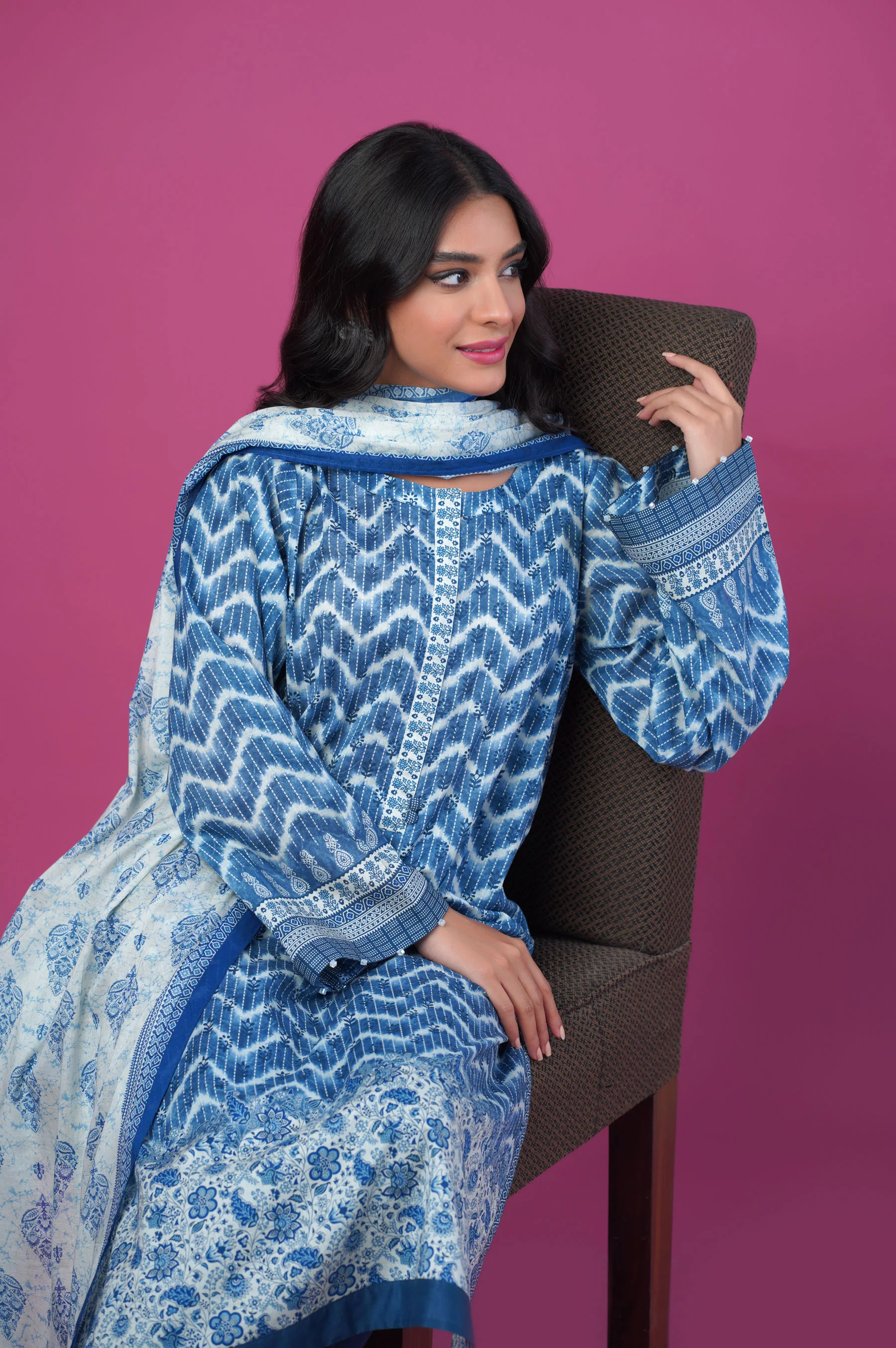 Unstitched 3 Piece Printed Lawn Suit - Image 2