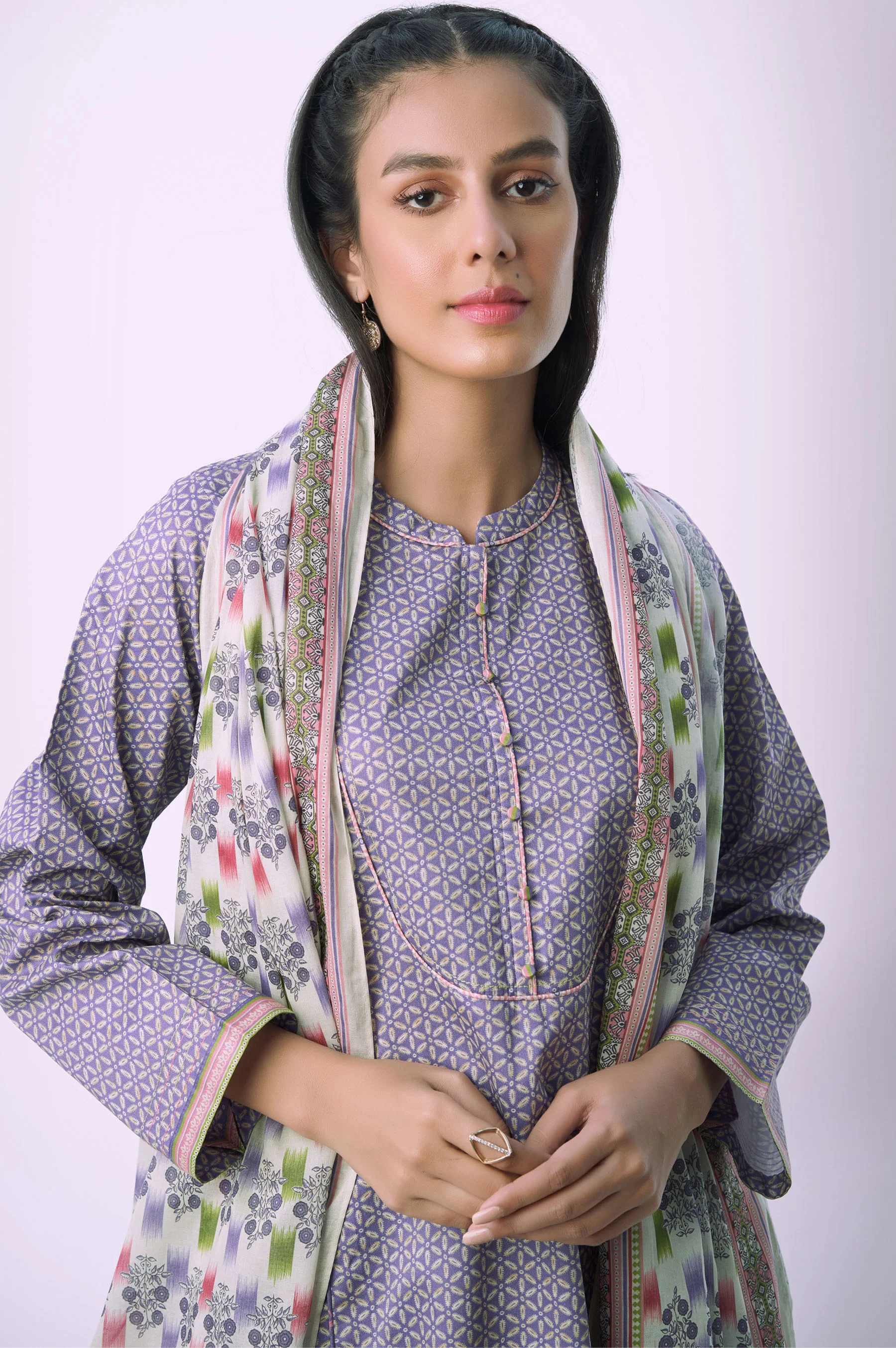 Unstitched 3 Piece Printed Lawn Suit - Image 4