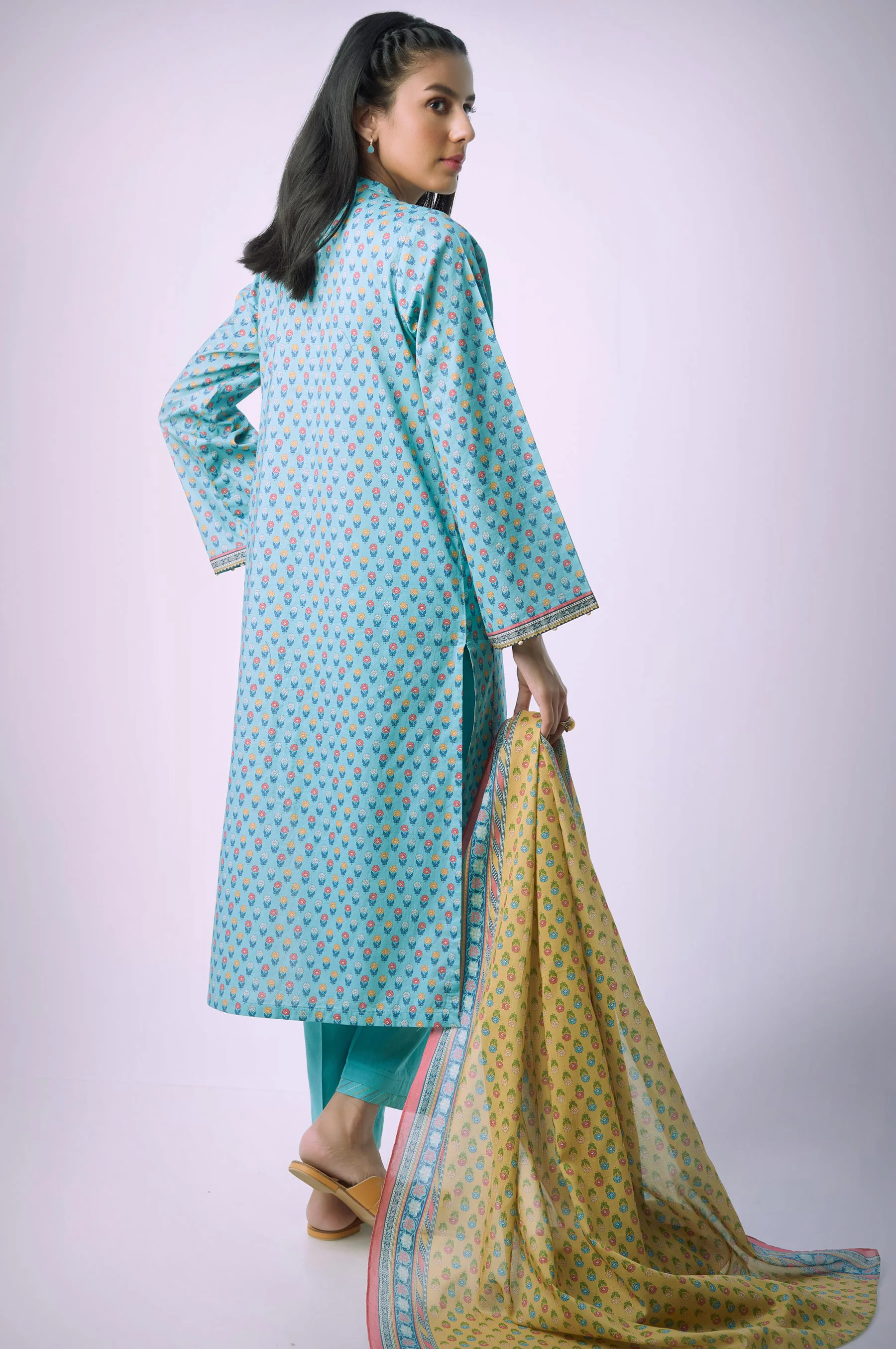 Unstitched 3 Piece Printed Lawn Suit - Image 3